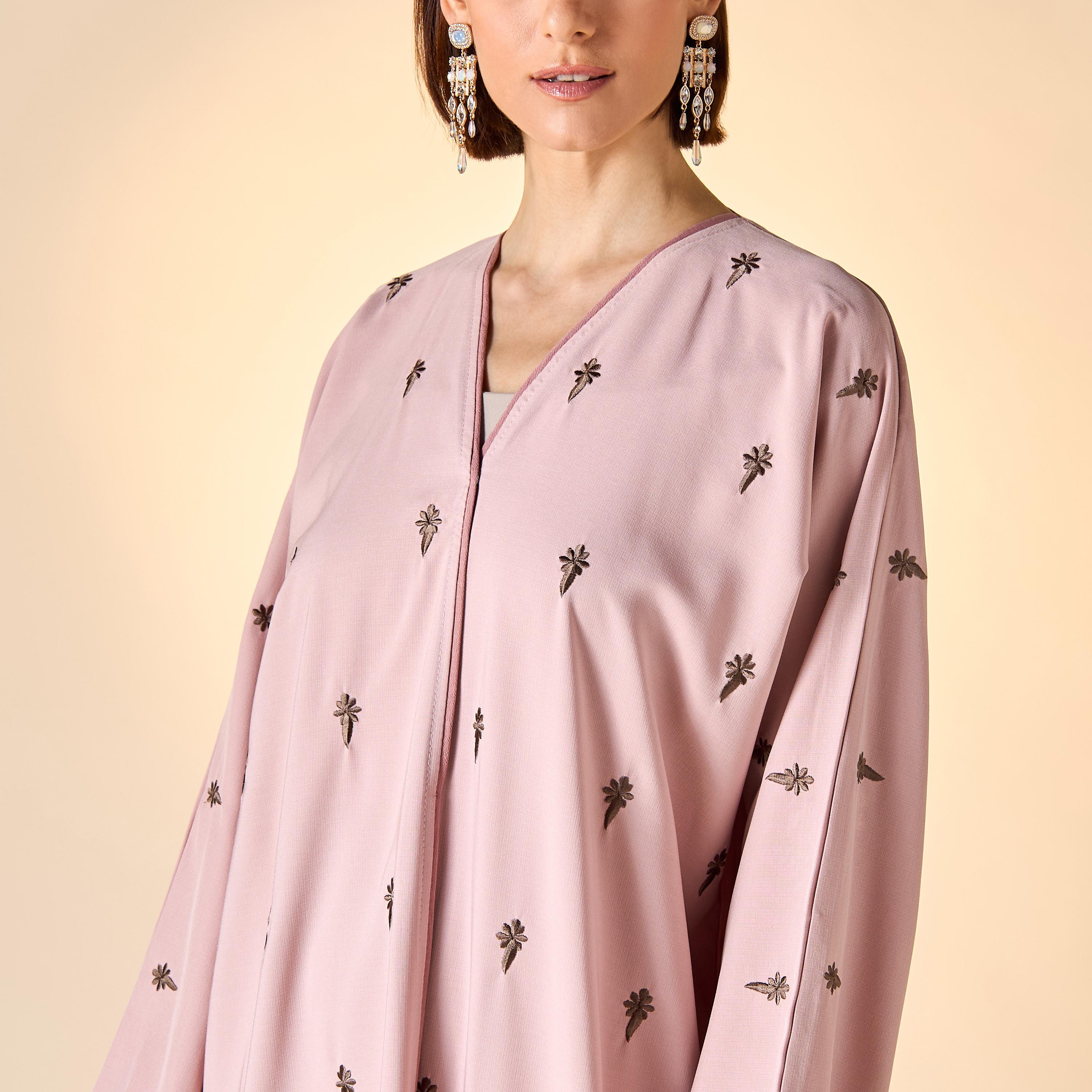 Hadiyath Al Madinah Embroidered Abaya with Hijab-women-arabicclothing-abayas-image-3