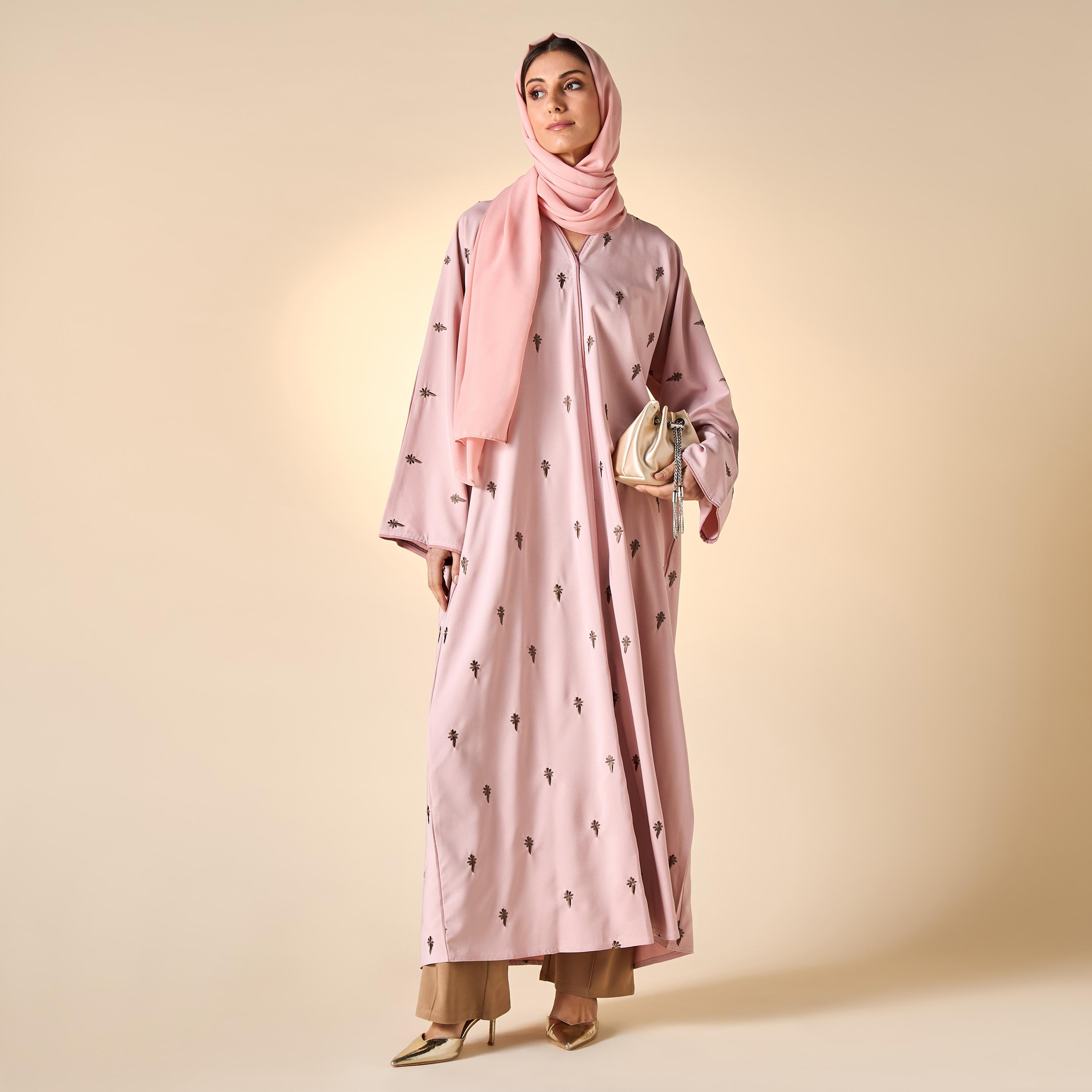 Hadiyath Al Madinah Embroidered Abaya with Hijab-women-arabicclothing-abayas-image-4