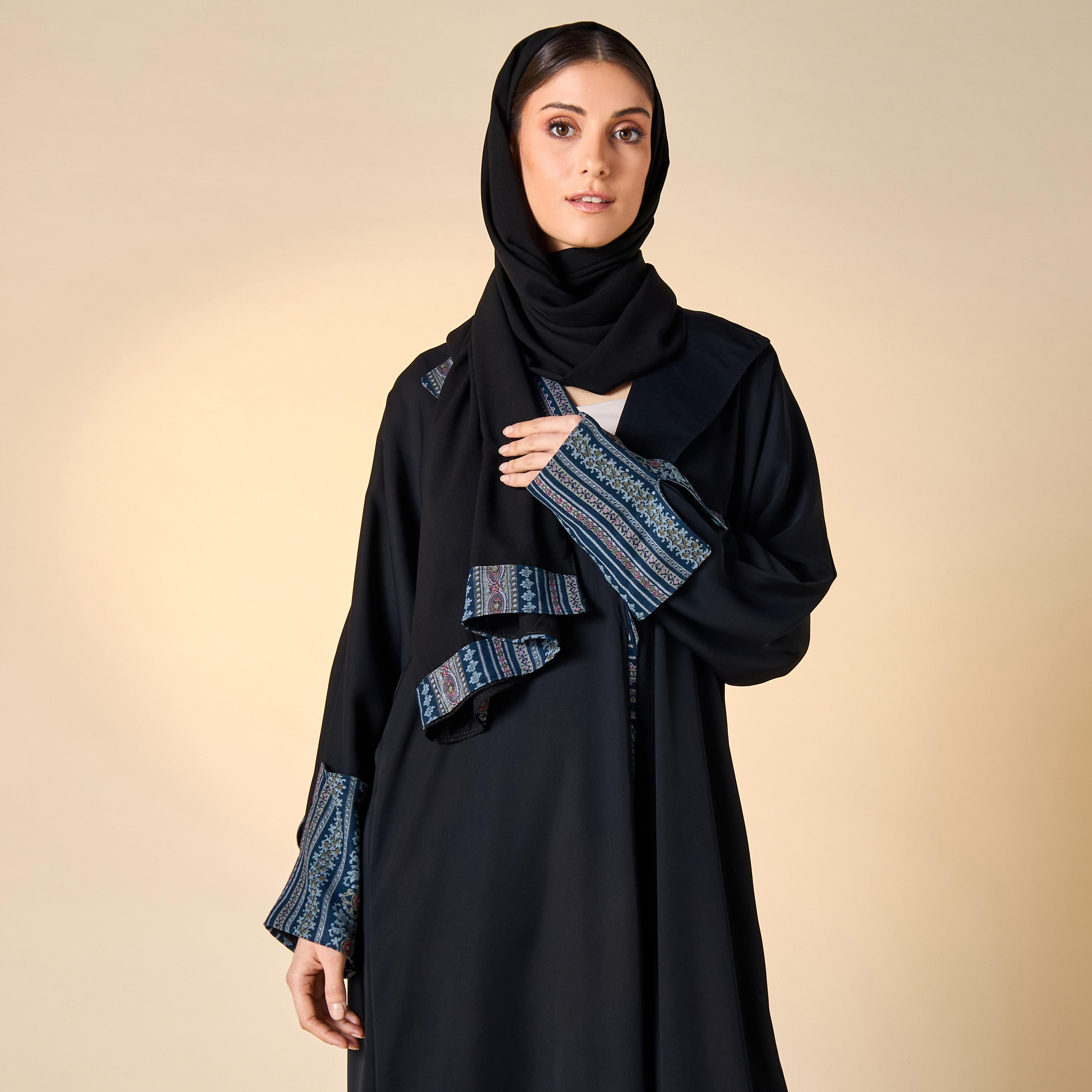 Hadiyath Al Madinah Printed Abaya with Hijab-women-arabicclothing-abayas-image-2