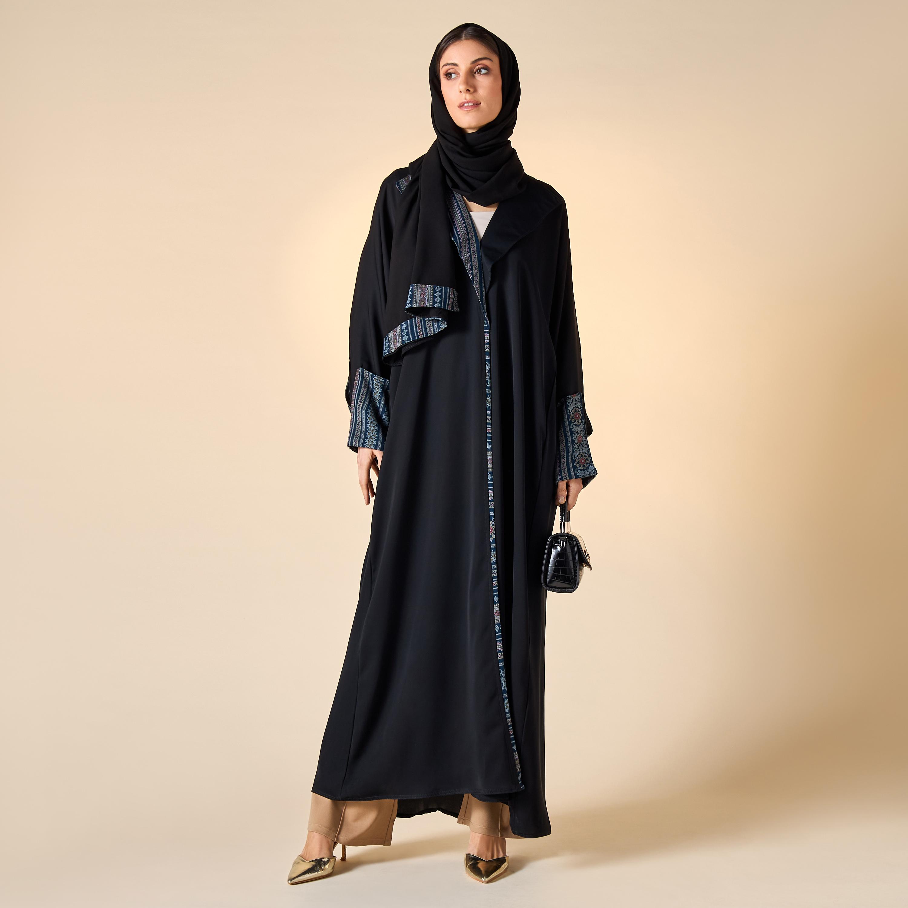 Hadiyath Al Madinah Printed Abaya with Hijab-women-arabicclothing-abayas-image-4
