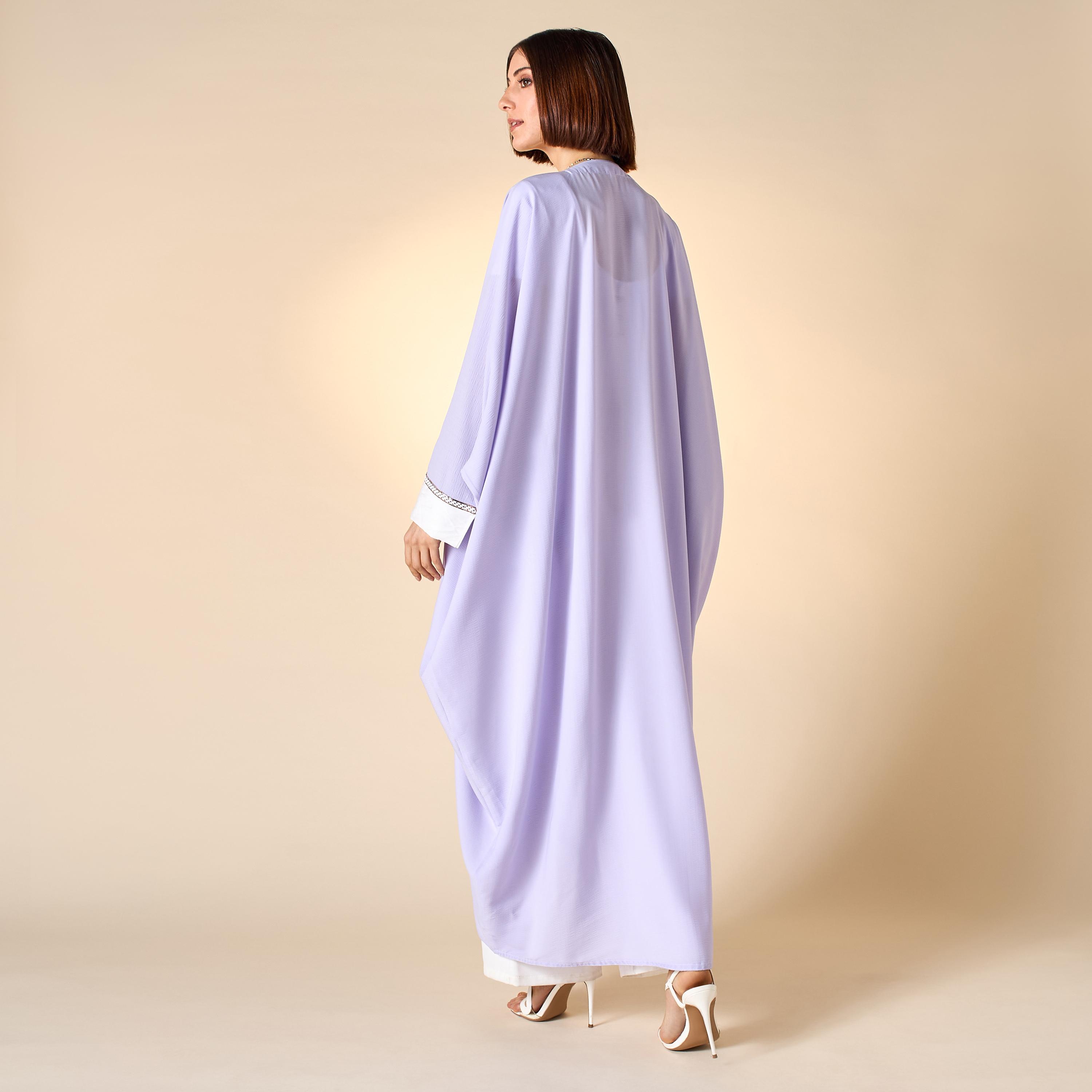 عباية بشت بياقة V وتفاصيل دانتيل مع حجاب من هدية المدينة-women-arabicclothing-abayas-image-5