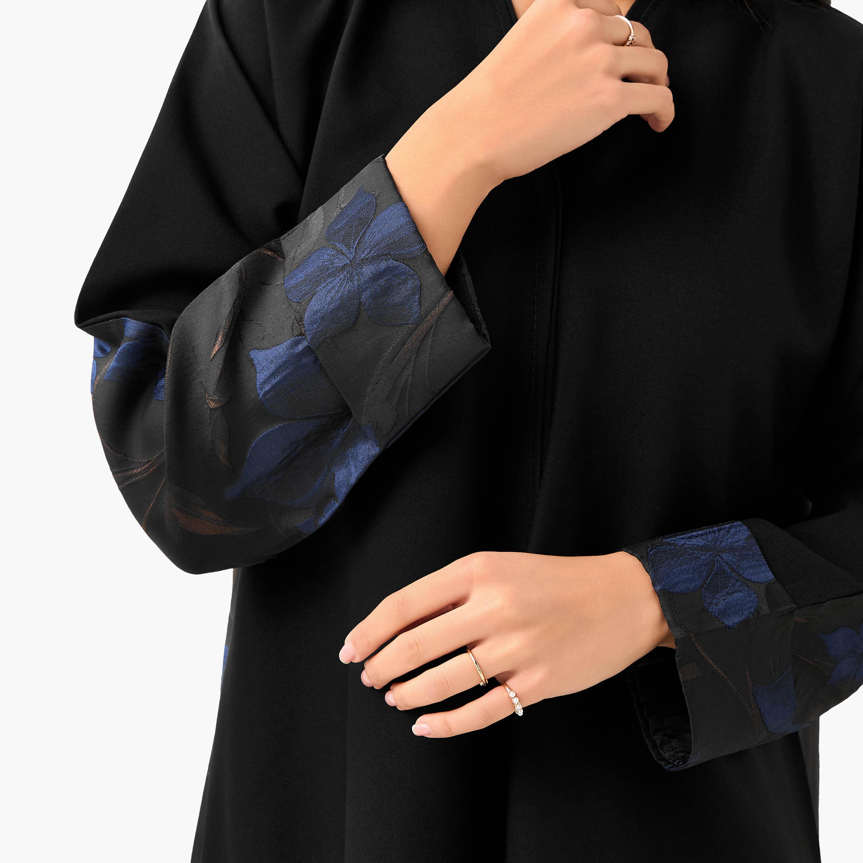 Hadiyath Al Madinah Floral Texture Abaya with Hijab-women-arabicclothing-abayas-image-4