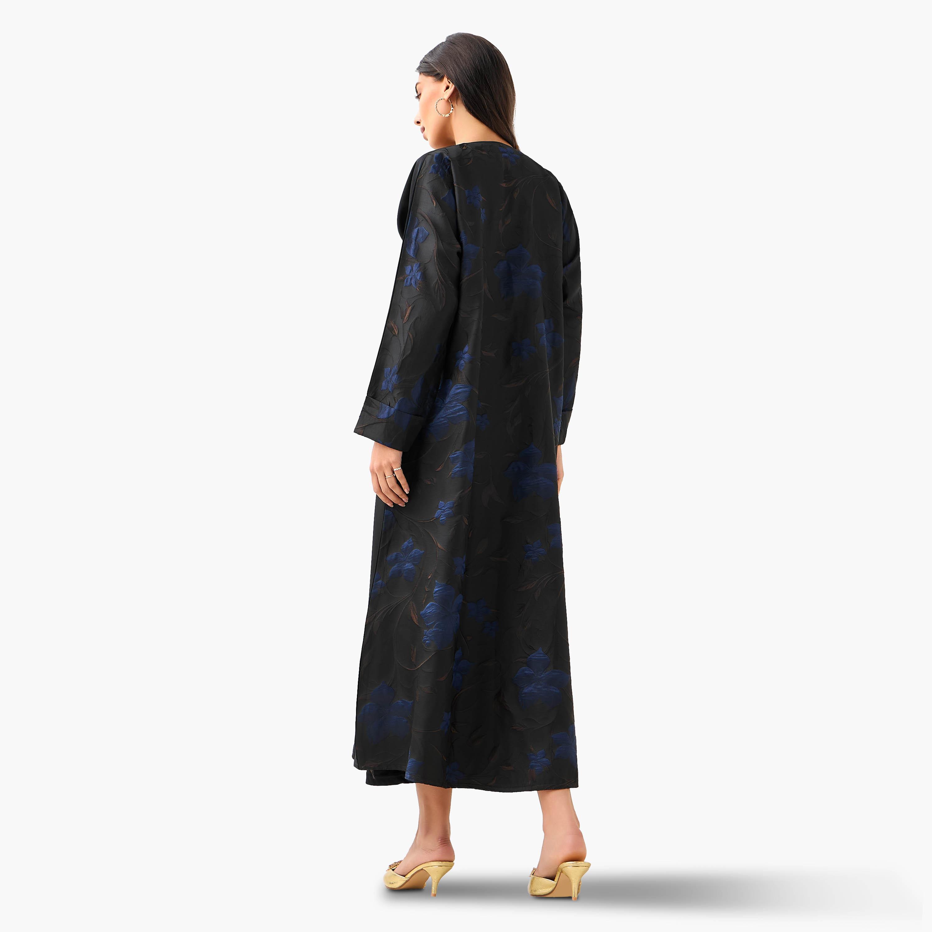 Hadiyath Al Madinah Floral Texture Abaya with Hijab-women-arabicclothing-abayas-image-6
