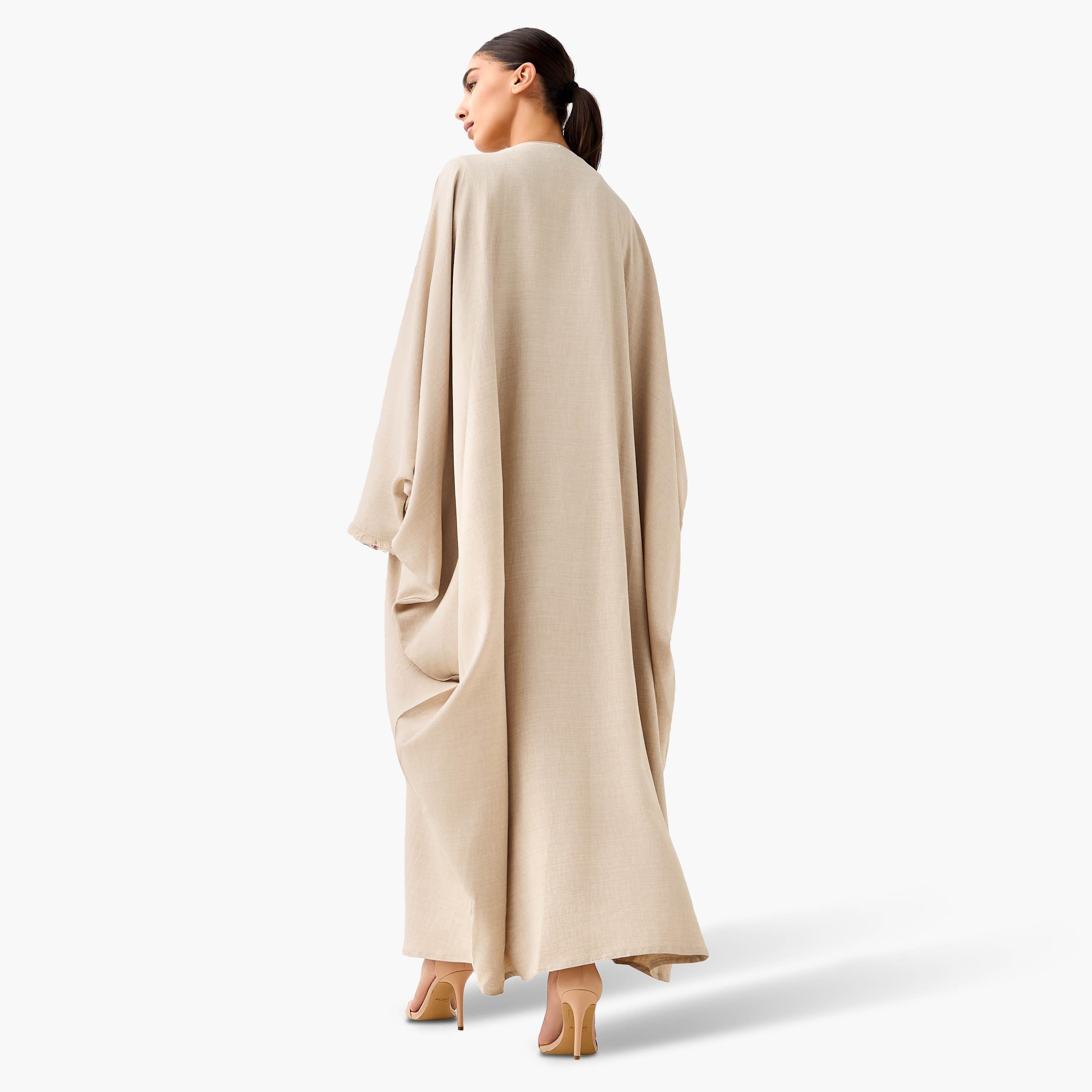 Hadiyath Al Madinah Frayed Hem Detail Abaya with Hijab-women-arabicclothing-abayas-image-5