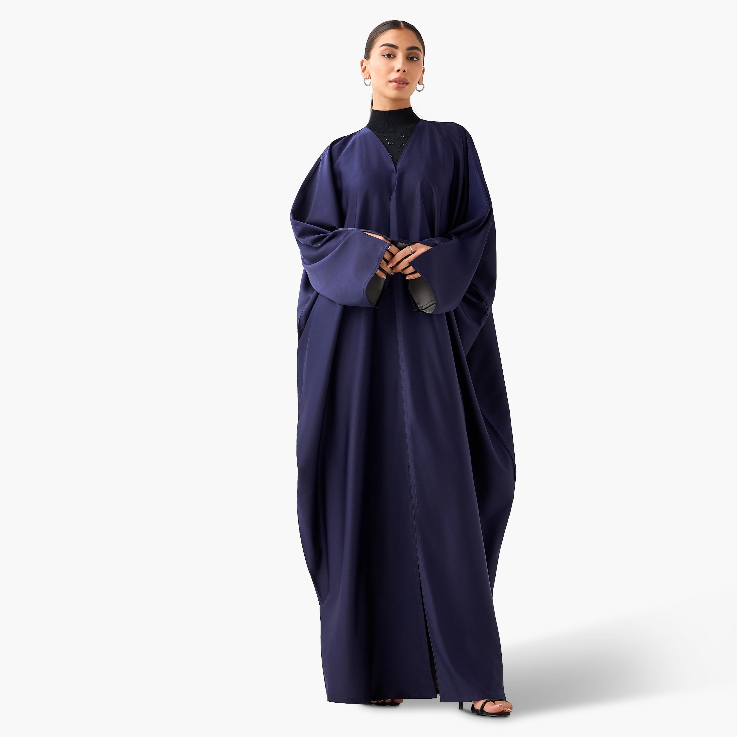 Hadiyath Al Madinah V-neck Abaya with Hijab-women-arabicclothing-abayas-image-1