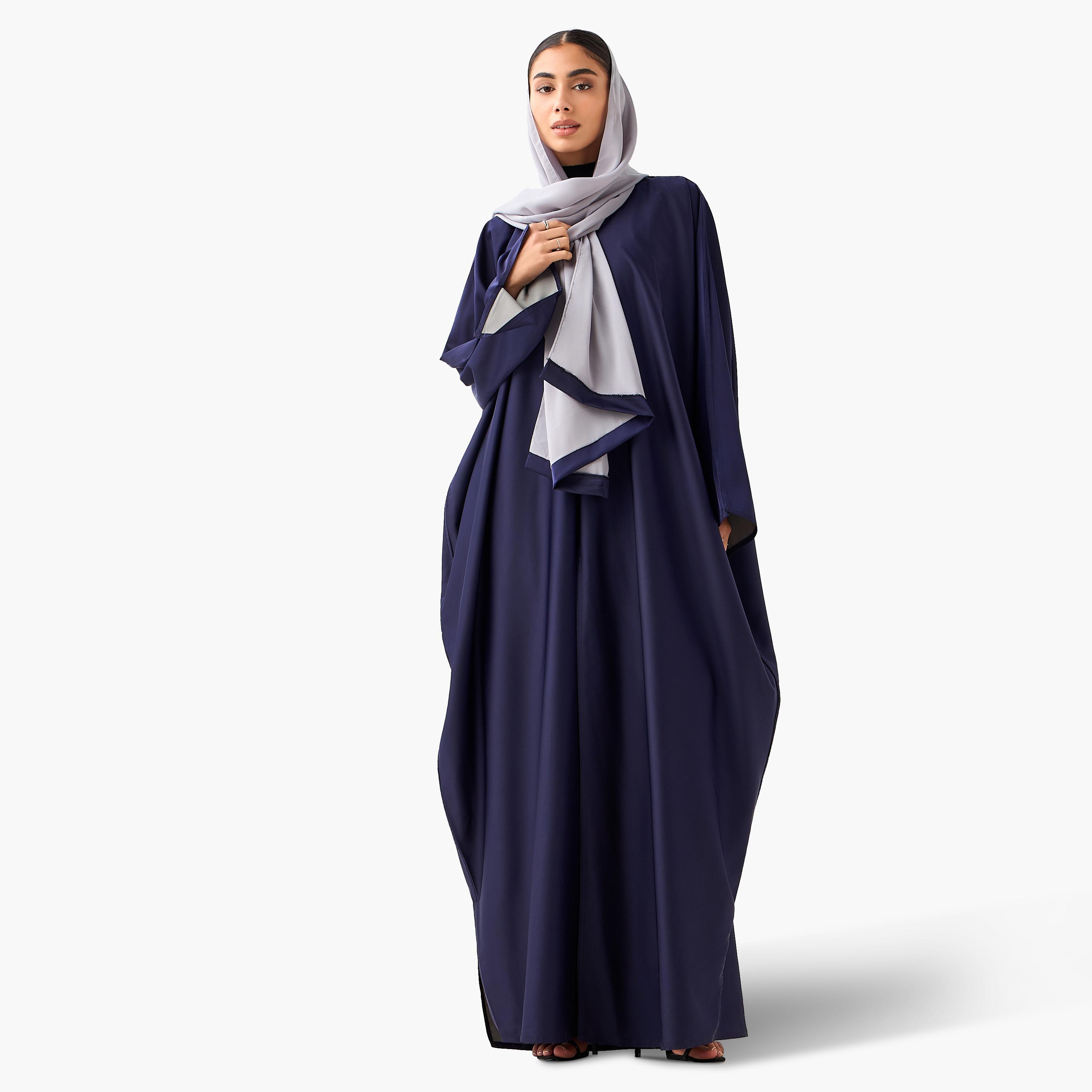Hadiyath Al Madinah V-neck Abaya with Hijab-women-arabicclothing-abayas-image-2