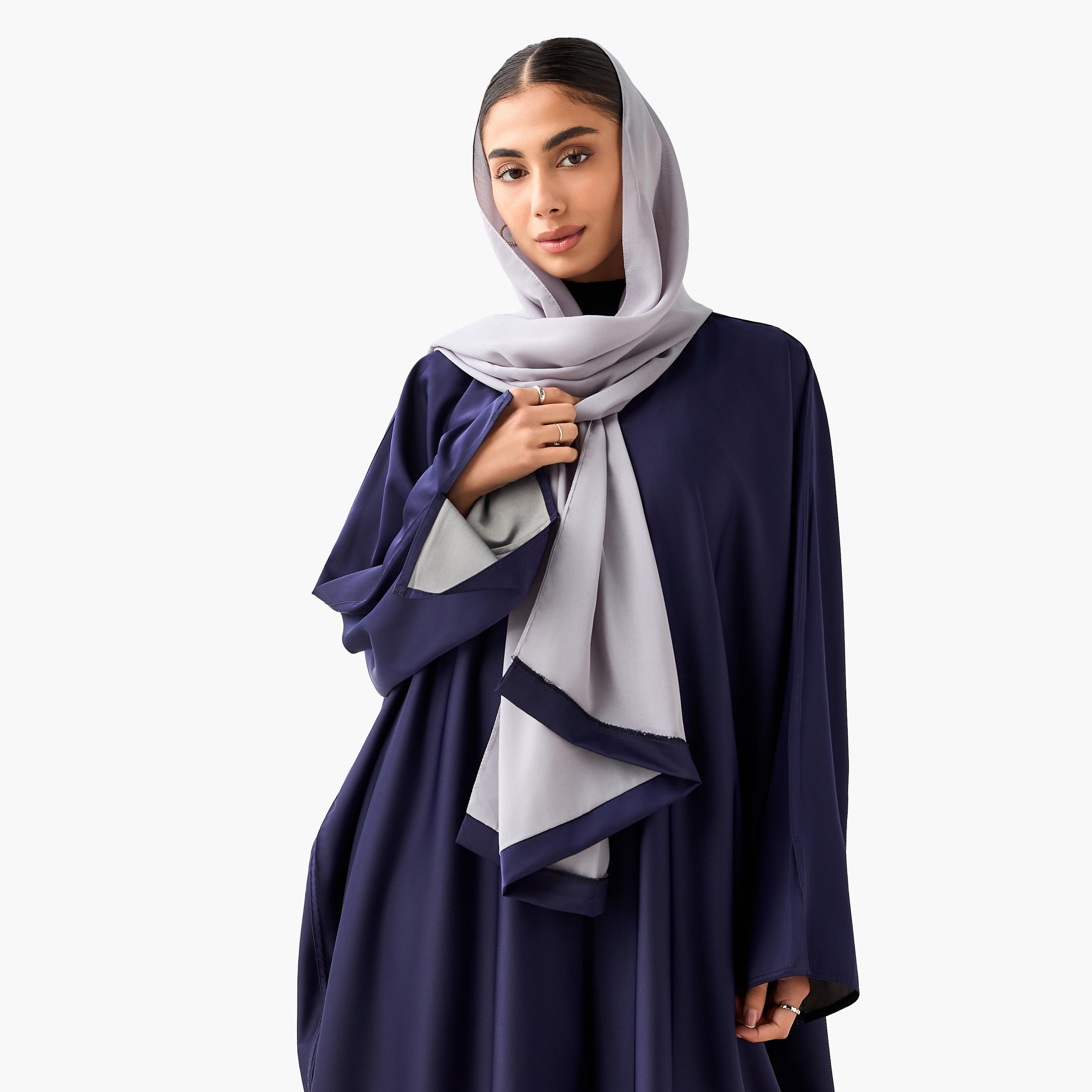 Hadiyath Al Madinah V-neck Abaya with Hijab-women-arabicclothing-abayas-image-4