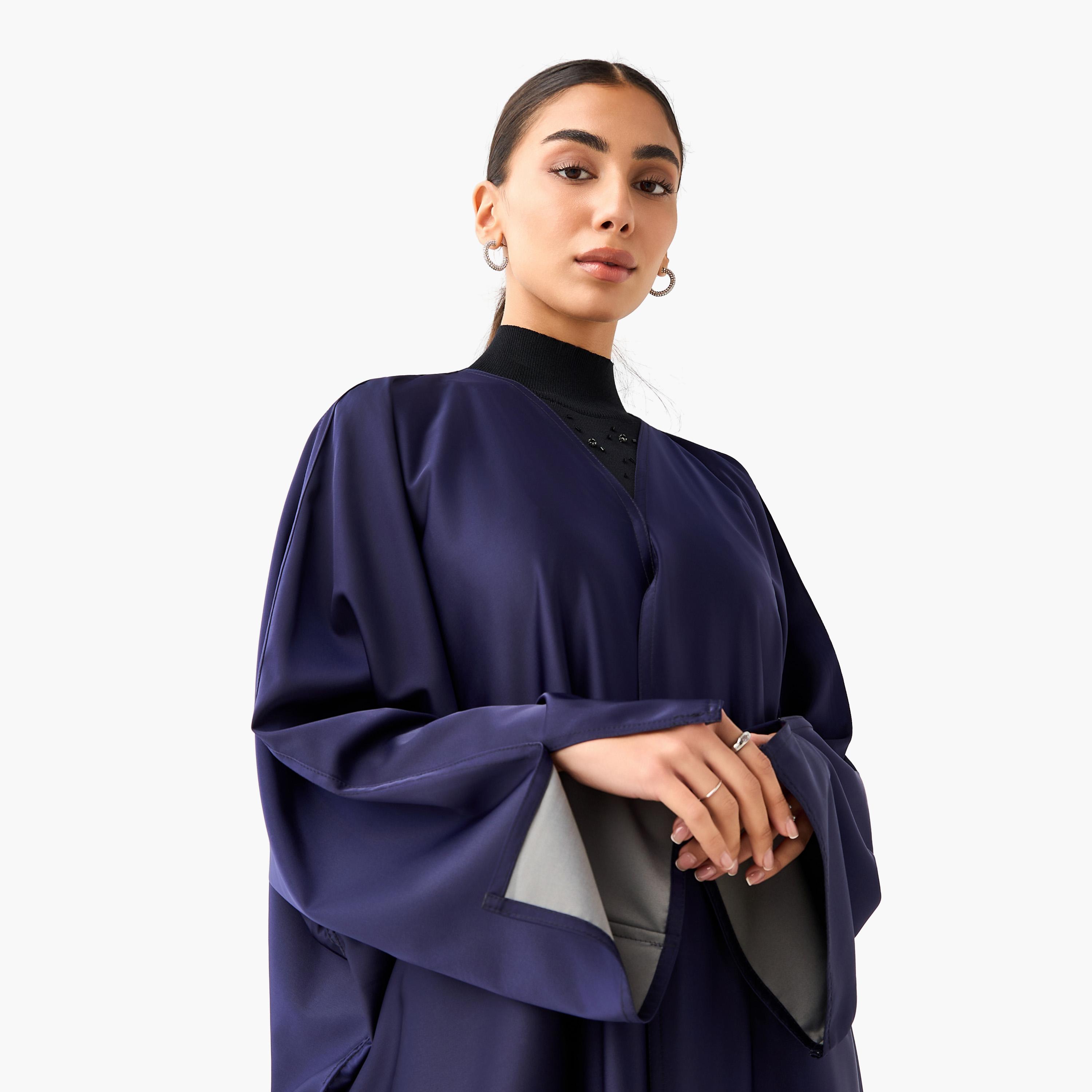 Hadiyath Al Madinah V-neck Abaya with Hijab-women-arabicclothing-abayas-image-6