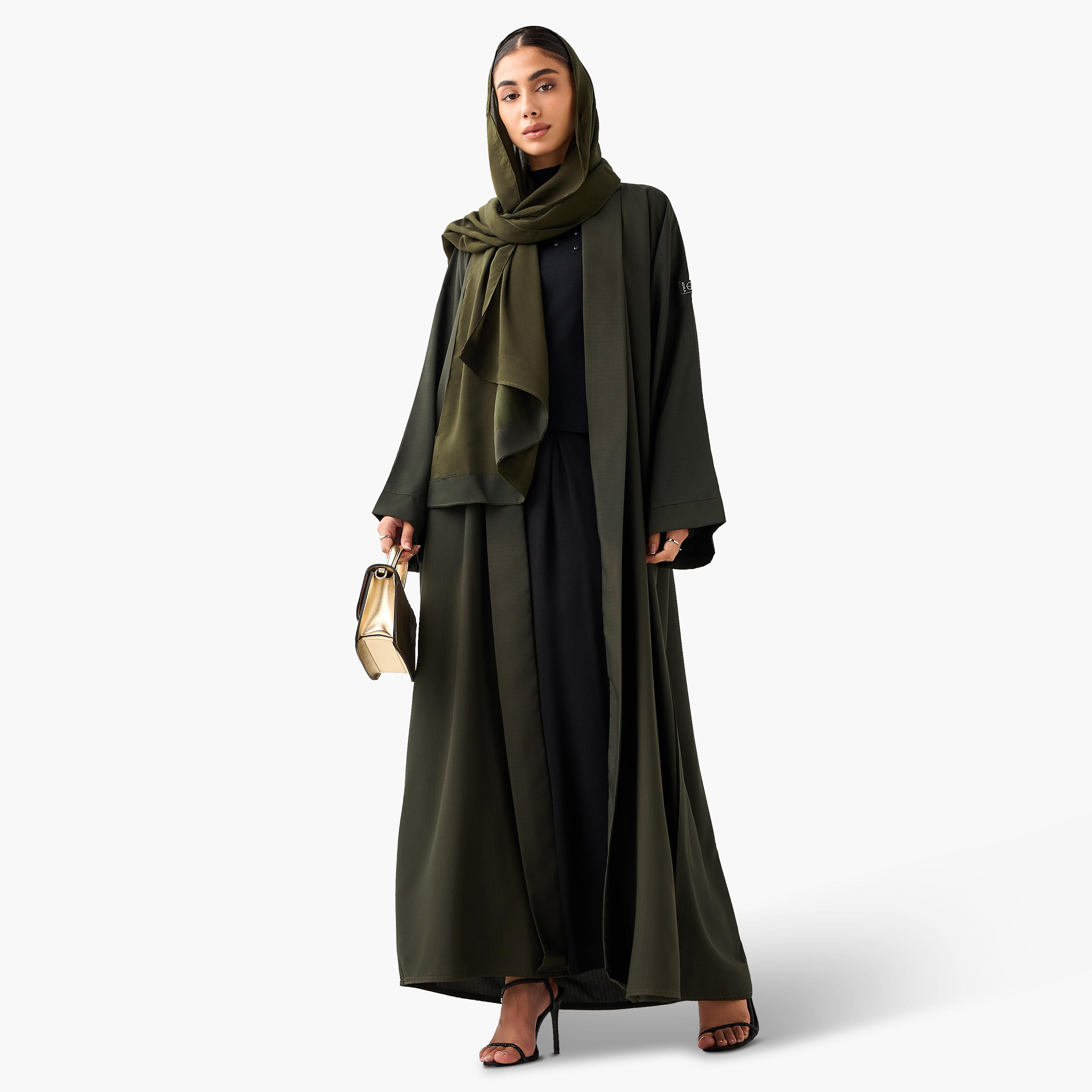 Hadiyath Al Madinah Panelled Abaya with Hijab-women-arabicclothing-abayas-image-1