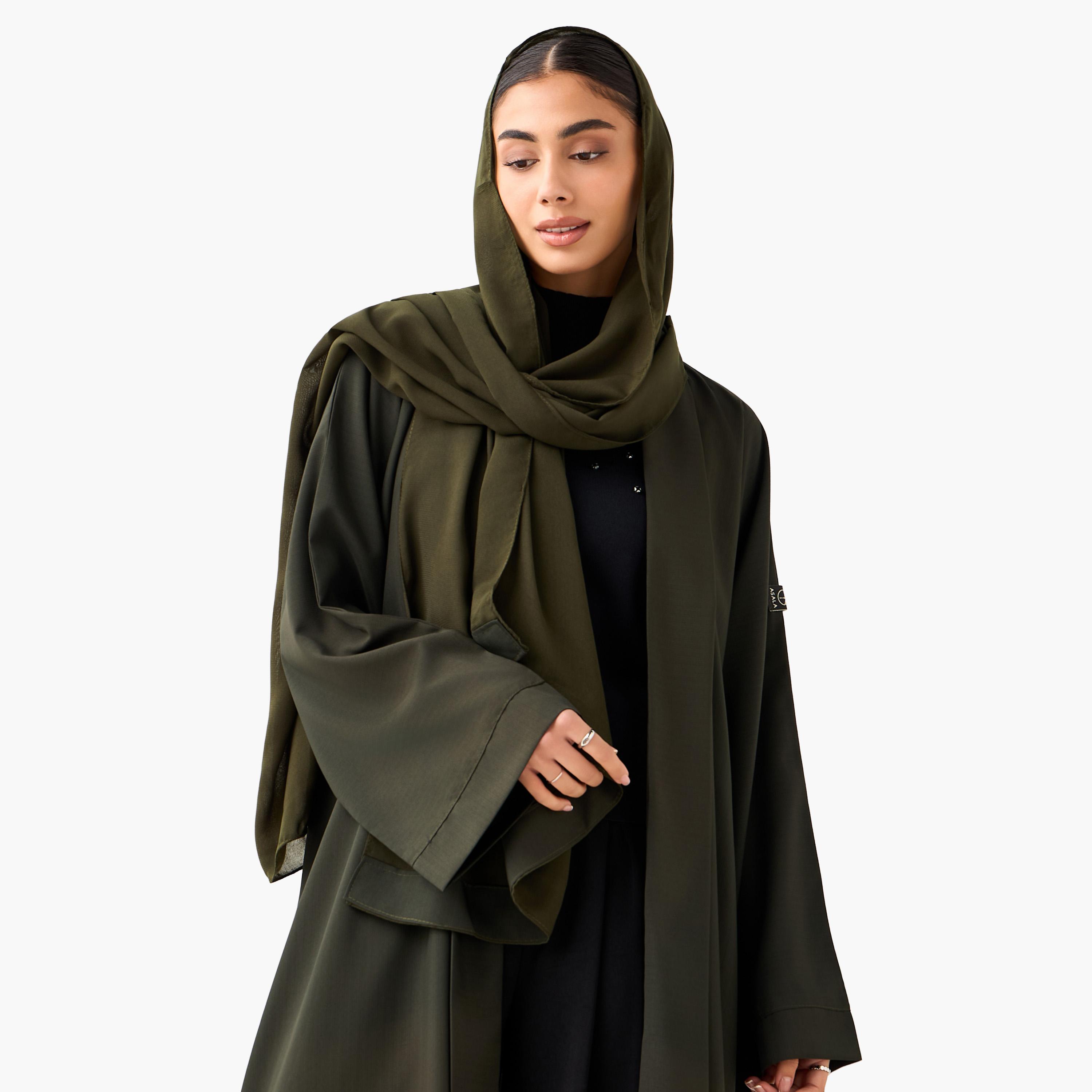 Hadiyath Al Madinah Panelled Abaya with Hijab-women-arabicclothing-abayas-image-4