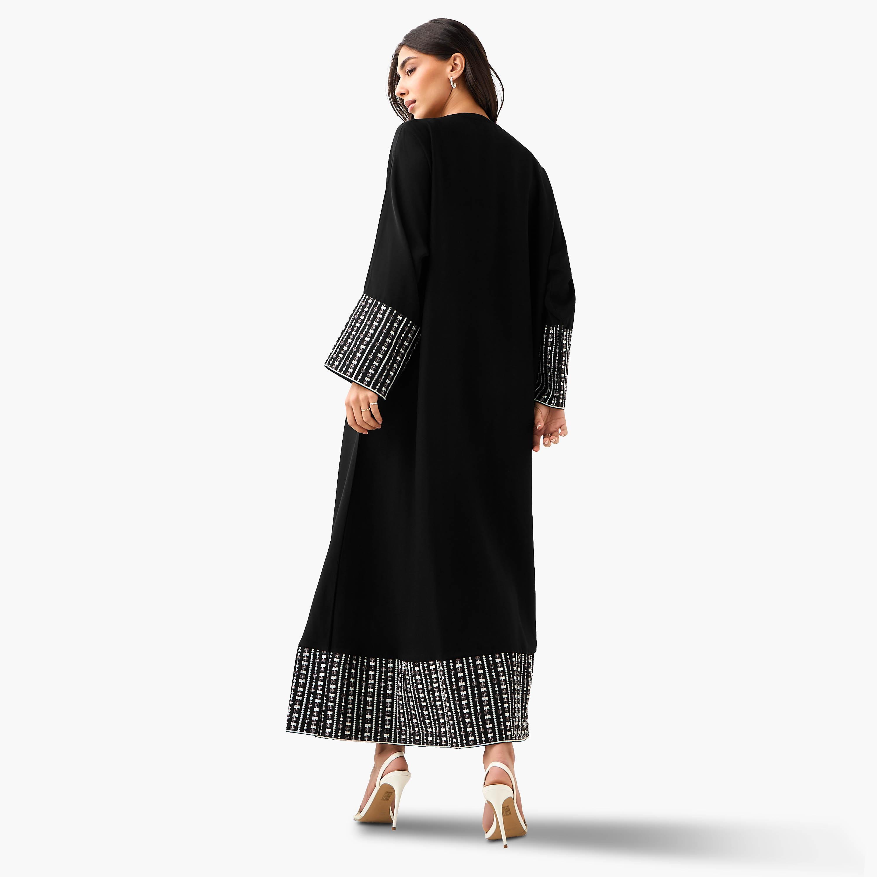 Hadiyath Al Madinah Embroidered Abaya with Hijab-women-arabicclothing-abayas-image-7