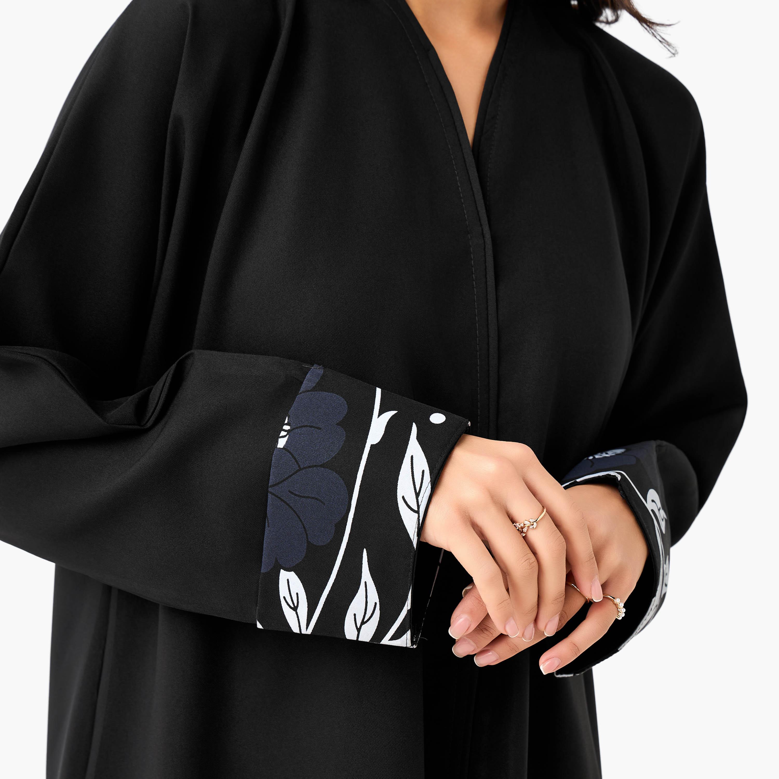 Hadiyath Al Madinah Floral Print Abaya with Hijab-women-arabicclothing-abayas-image-5