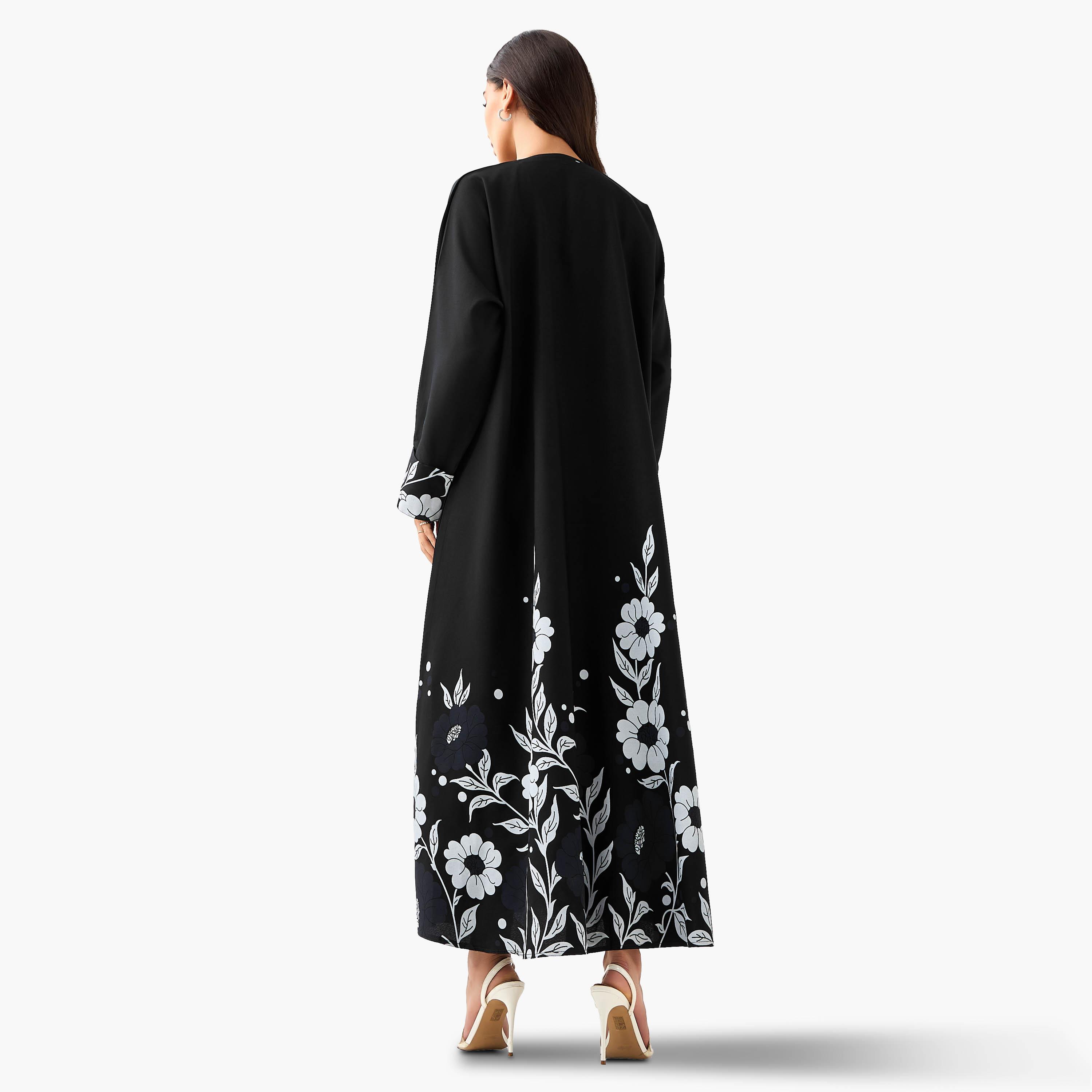 Hadiyath Al Madinah Floral Print Abaya with Hijab-women-arabicclothing-abayas-image-7
