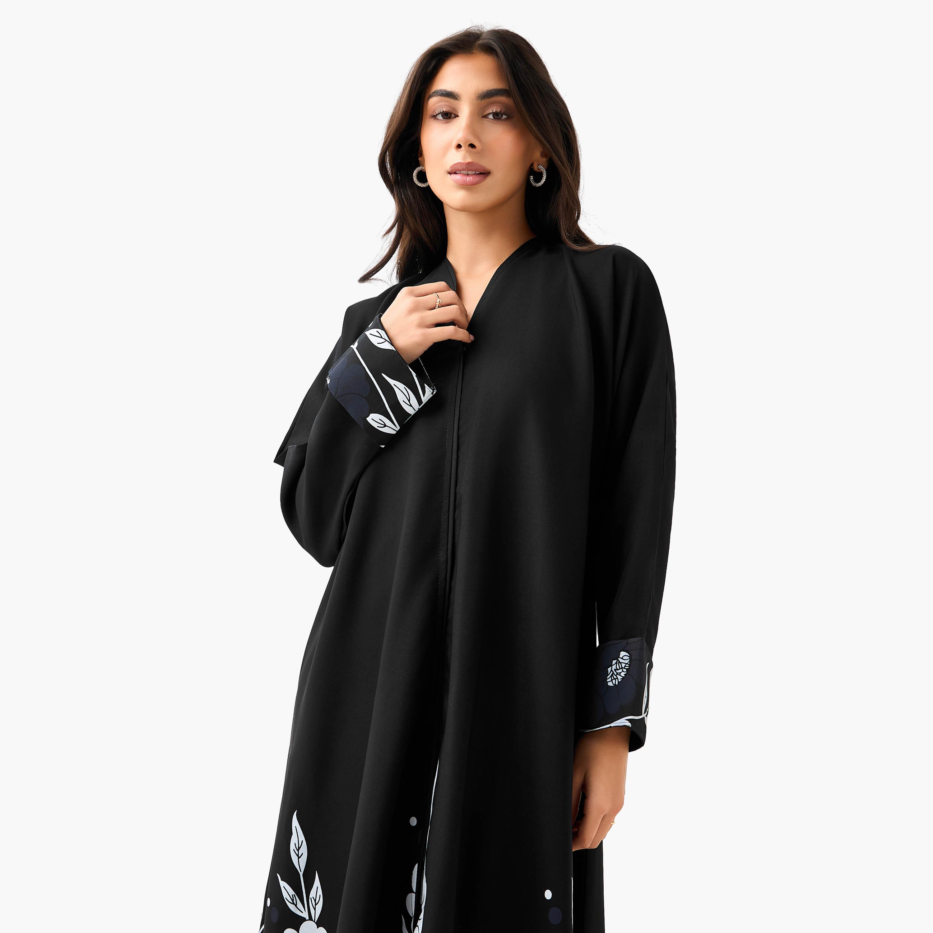 Hadiyath Al Madinah Floral Print Abaya with Hijab-women-arabicclothing-abayas-image-8