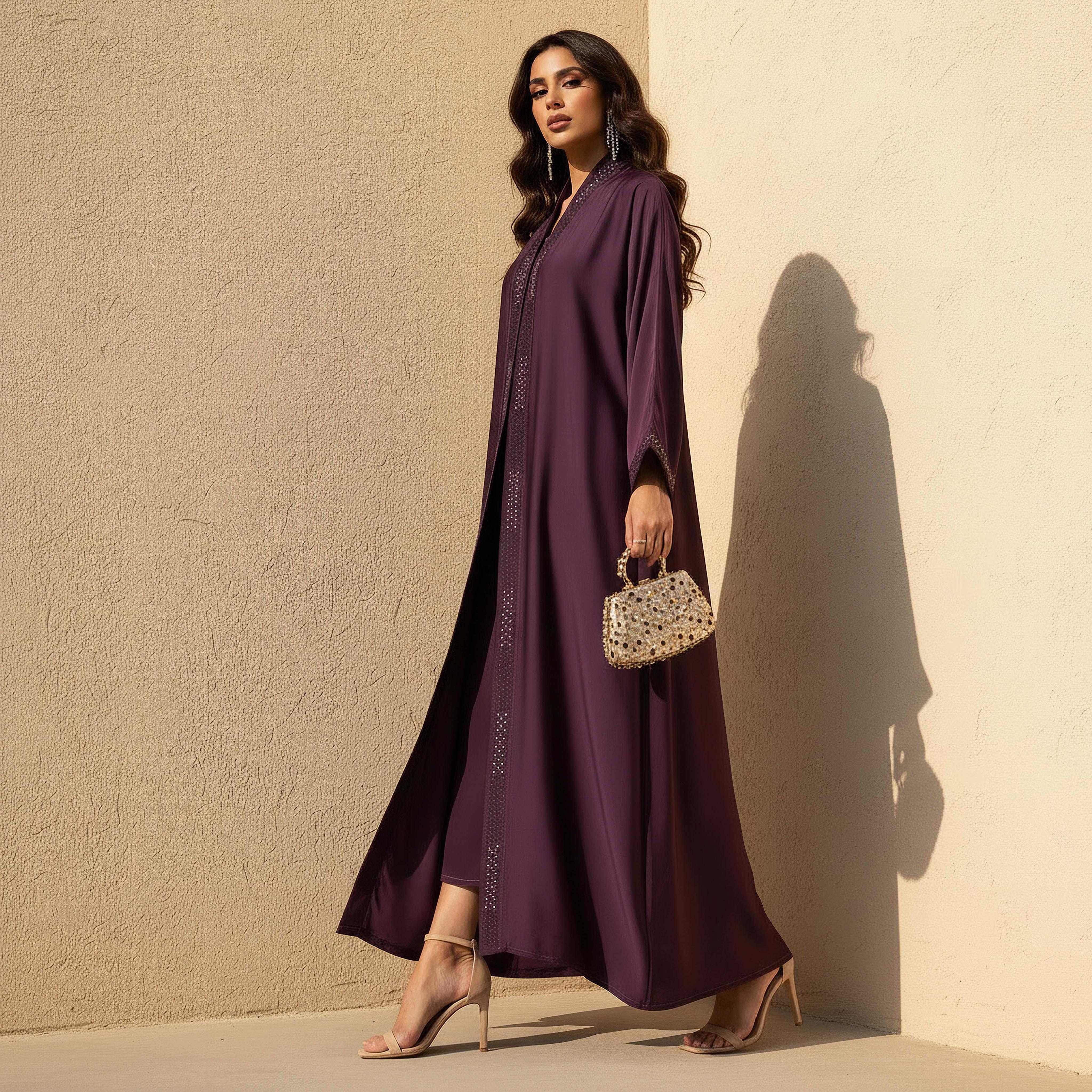 Hadiyath Al Madinah Embellished Abaya with Hijab-women-arabicclothing-abayas-image-2