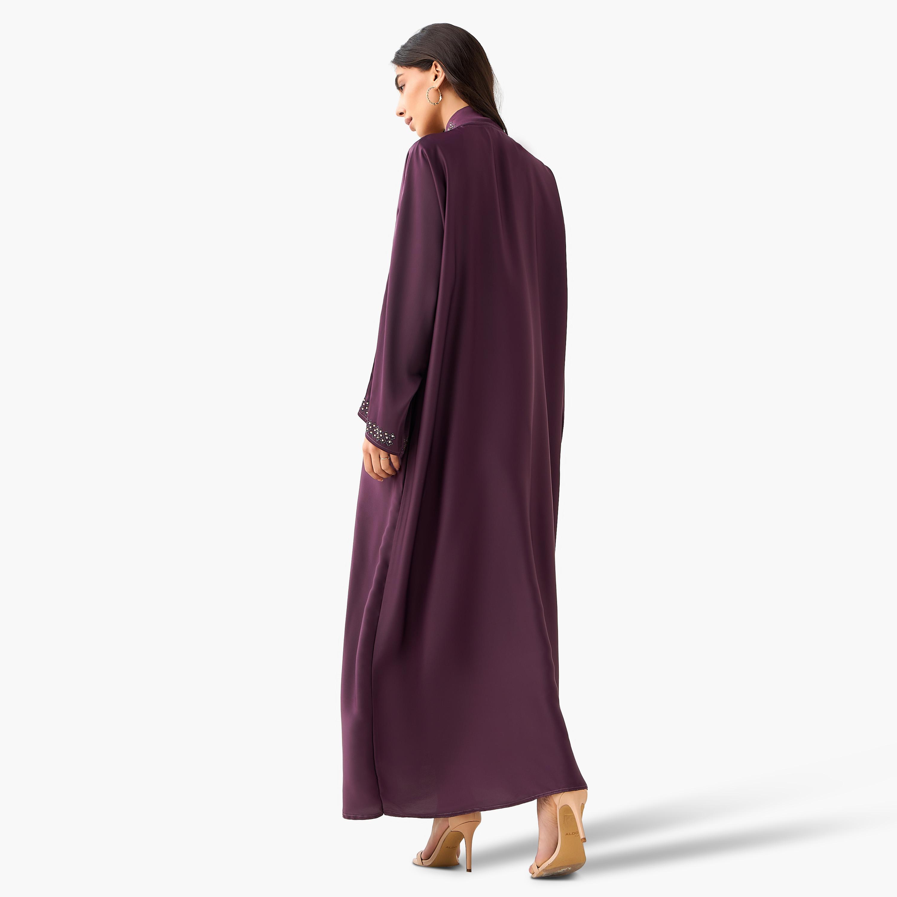 Hadiyath Al Madinah Embellished Abaya with Hijab-women-arabicclothing-abayas-image-7