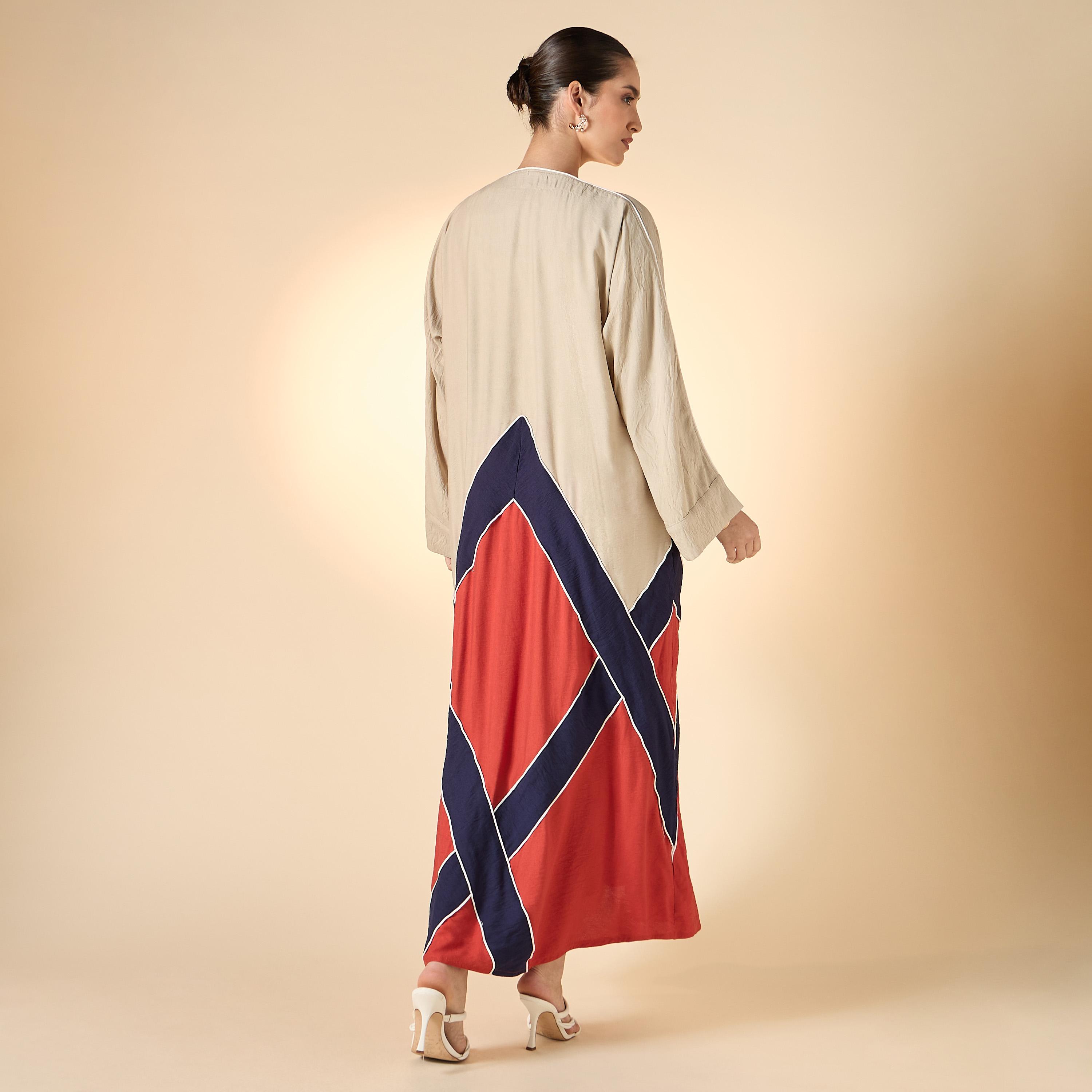 Hadiyath Al Madinah Colourblock Open Front Abaya-women-arabicclothing-abayas-image-3