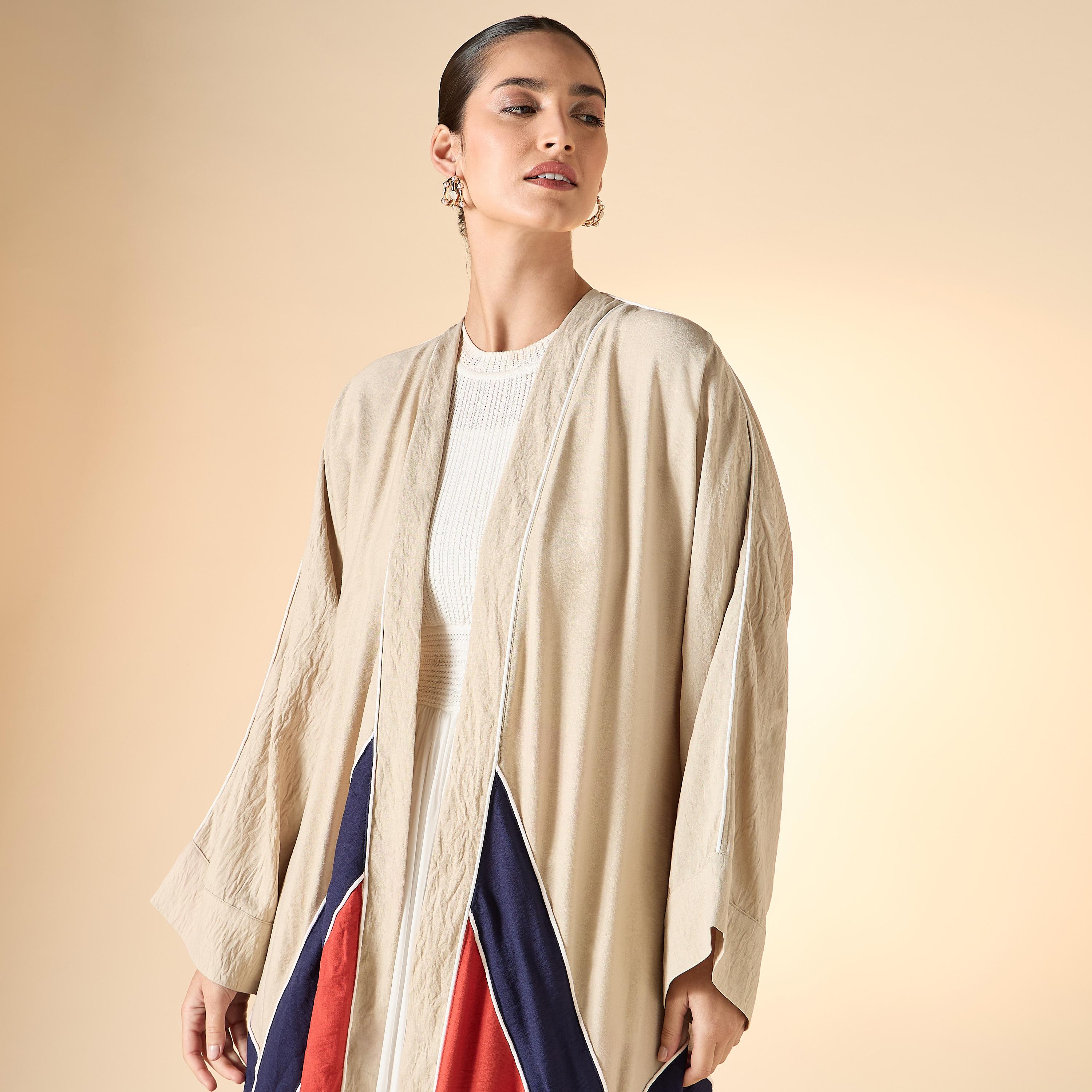 Hadiyath Al Madinah Colourblock Open Front Abaya-women-arabicclothing-abayas-image-4