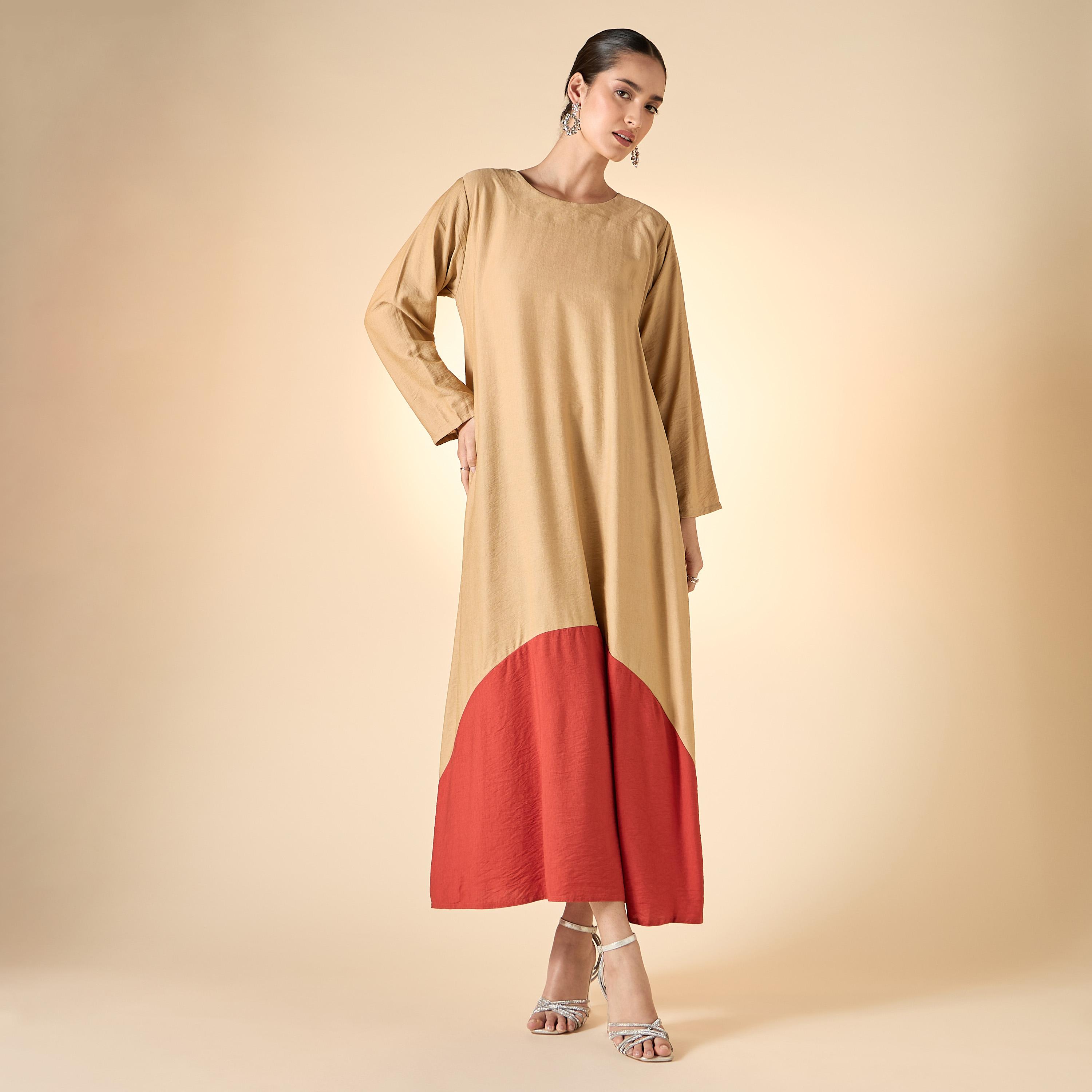 Hadiyath Al Madinah Colourblock Open Front Abaya-women-arabicclothing-abayas-image-3