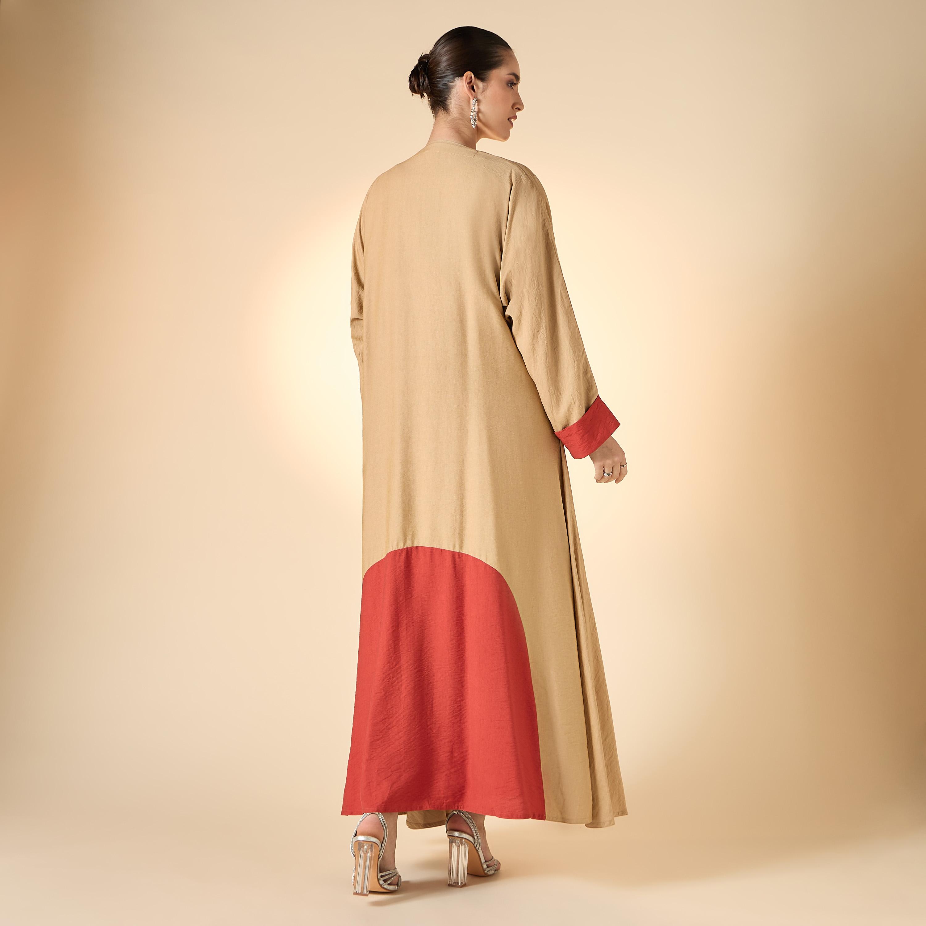 Hadiyath Al Madinah Colourblock Open Front Abaya-women-arabicclothing-abayas-image-4