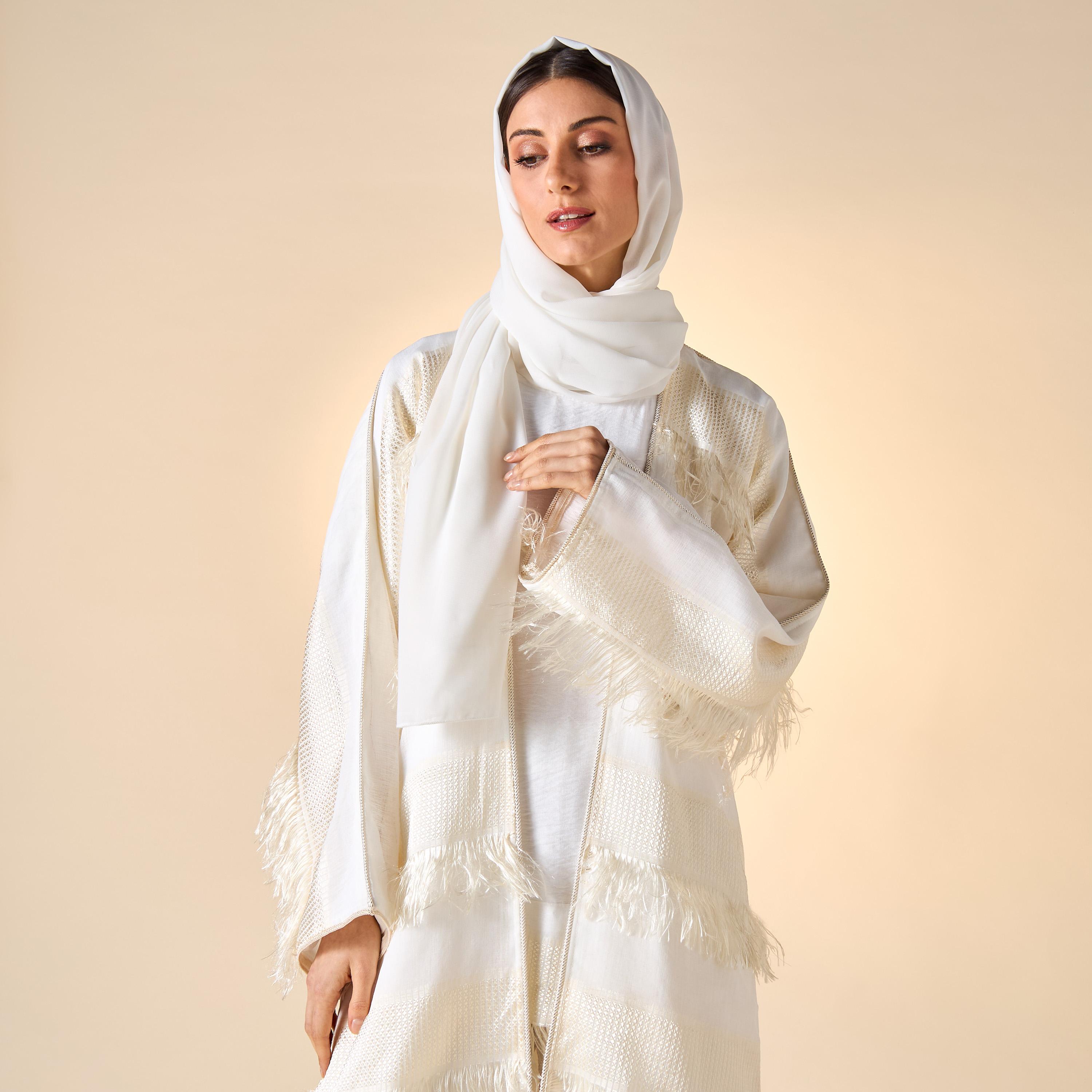 عباية بتفاصيل شرّابات مع حجاب من هدية المدينة-women-arabicclothing-abayas-image-2