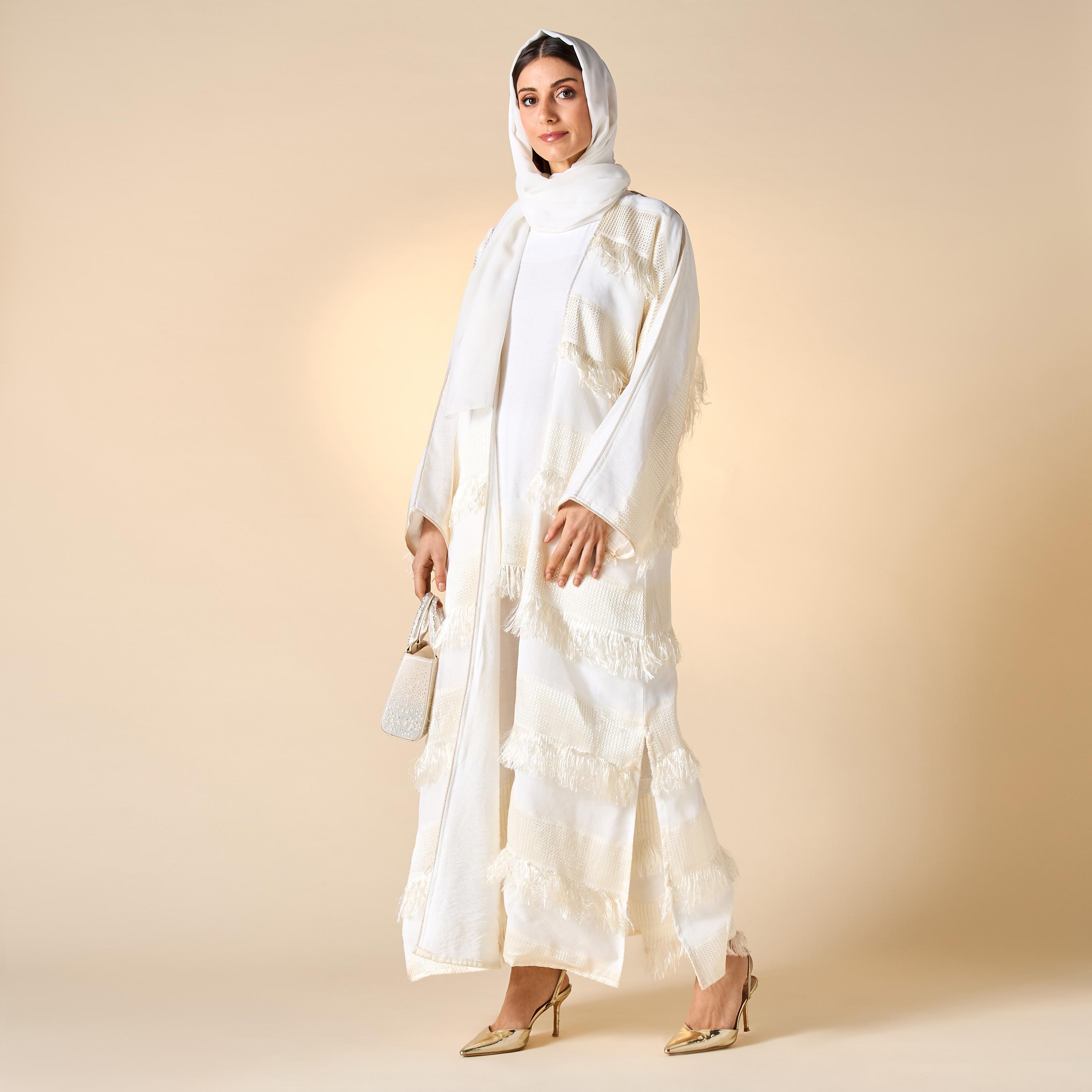 عباية بتفاصيل شرّابات مع حجاب من هدية المدينة-women-arabicclothing-abayas-image-4