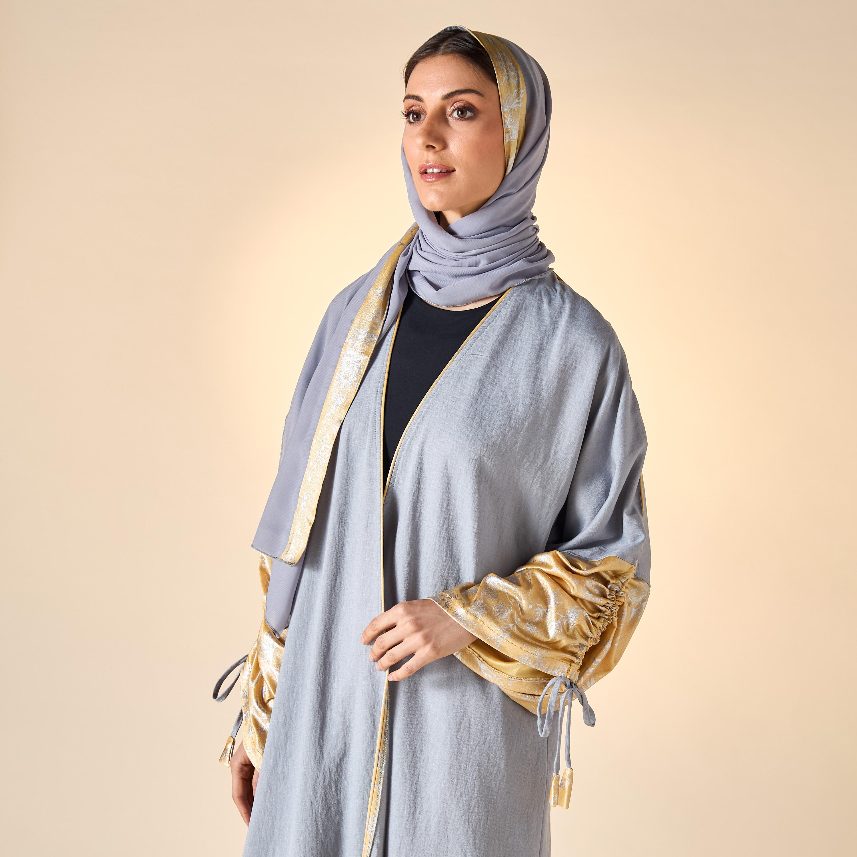Hadiyath Al Madinah Printed Abaya with Hijab-women-arabicclothing-abayas-image-2