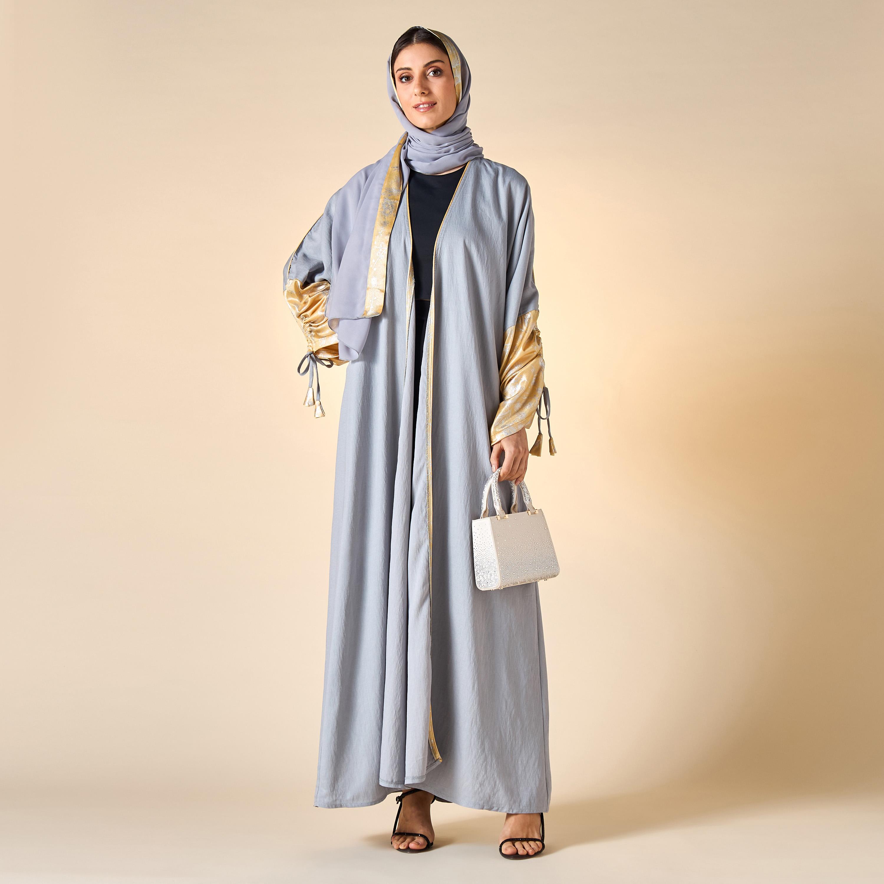 Hadiyath Al Madinah Printed Abaya with Hijab-women-arabicclothing-abayas-image-4