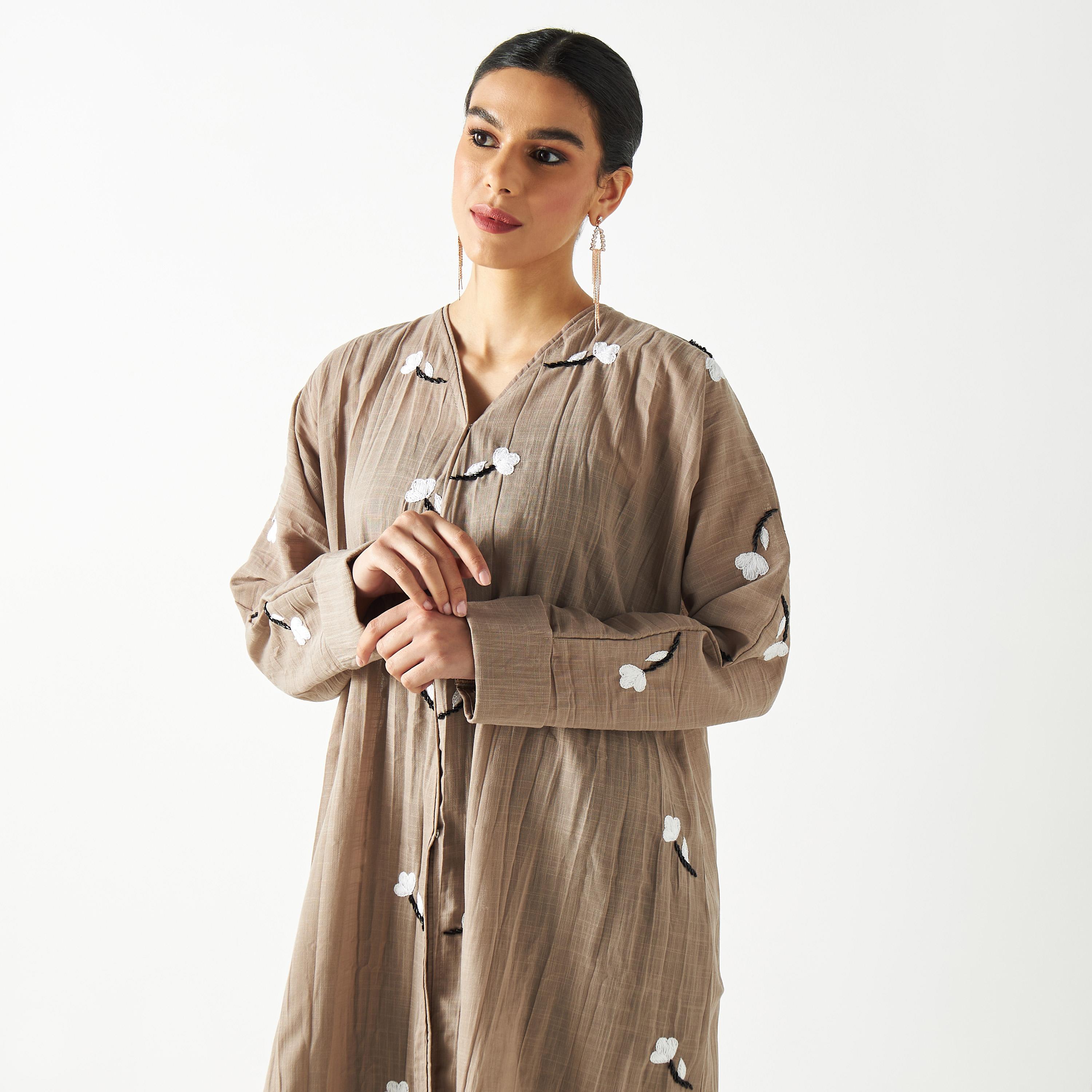 All-Over Floral Embroidered Abaya with Hijab-women-arabicclothing-abayas-image-5