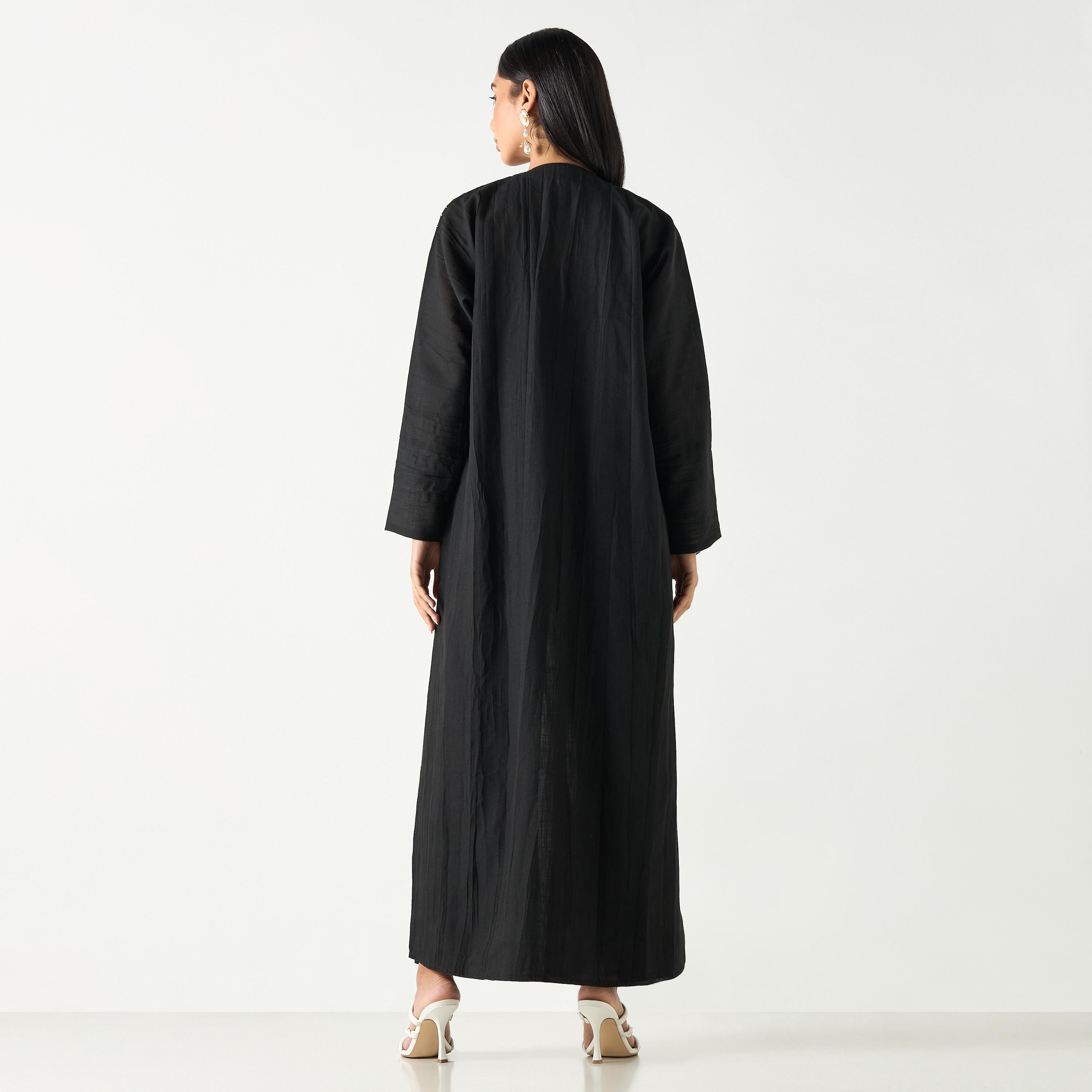 Hadiyath Al Madinah Embroidered V-neck Abaya with Hijab-women-arabicclothing-abayas-image-5