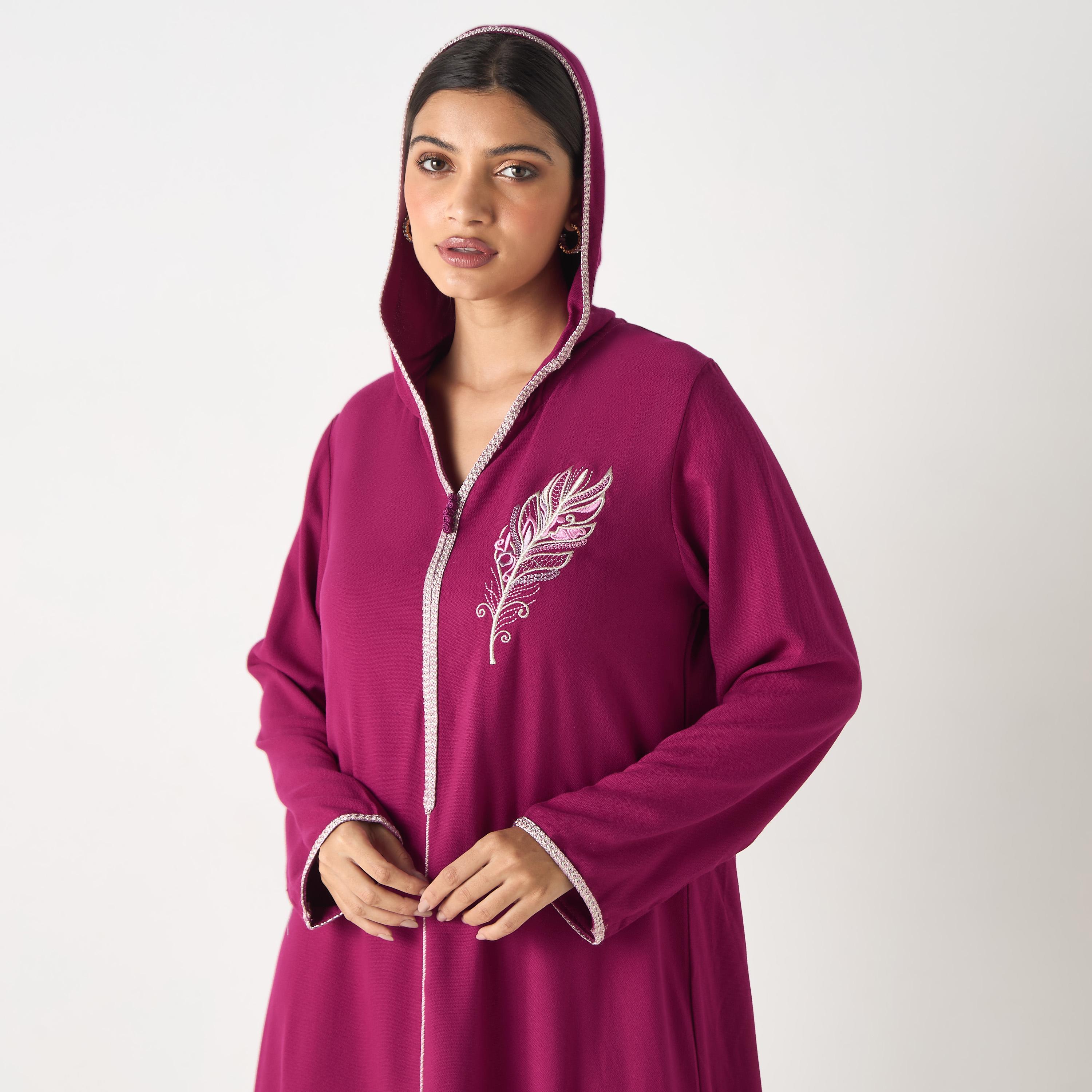 Hadiyath Al Madinah Embroidered Jalabiya with Hood-women-arabicclothing-jalabiyas-image-2