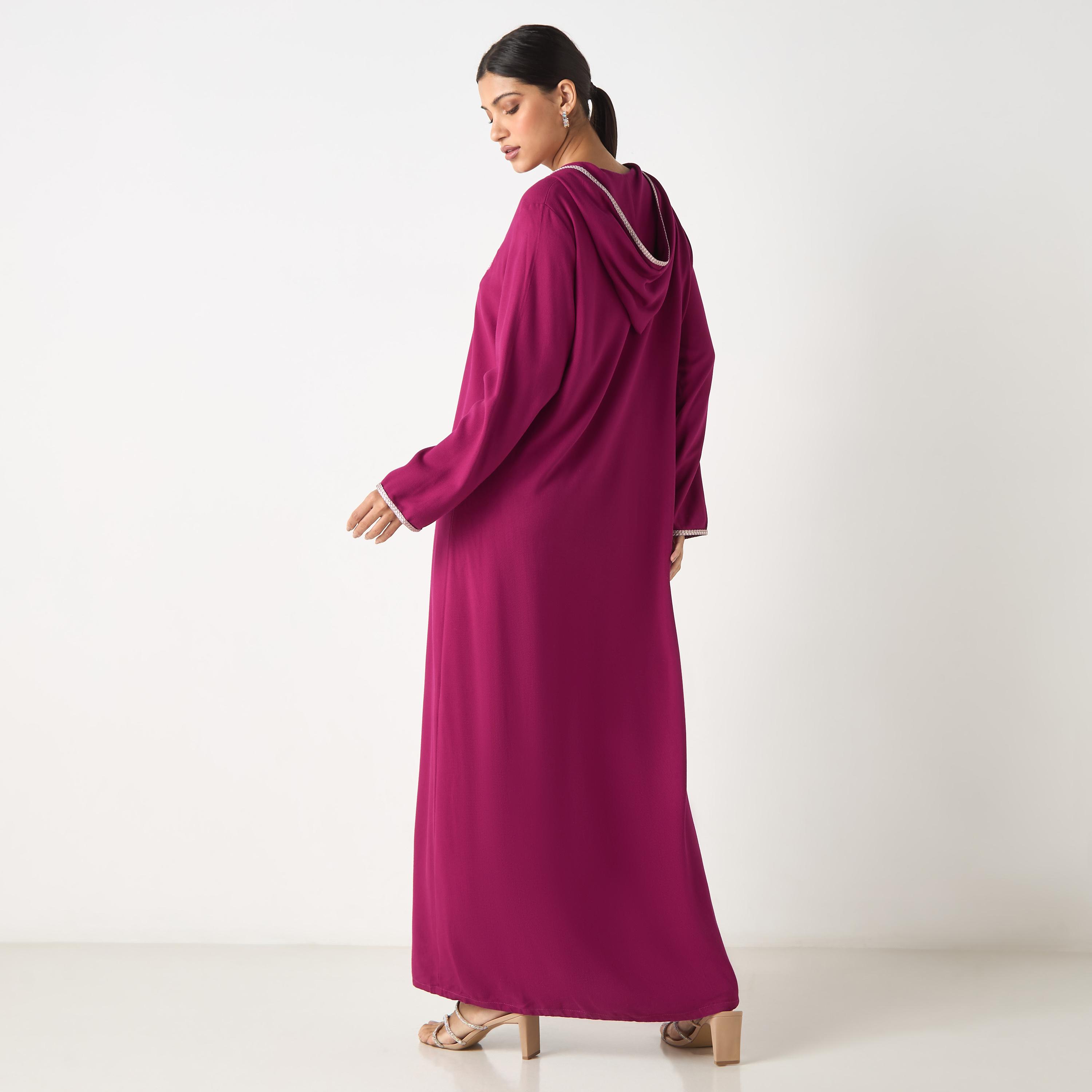 Hadiyath Al Madinah Embroidered Jalabiya with Hood-women-arabicclothing-jalabiyas-image-5