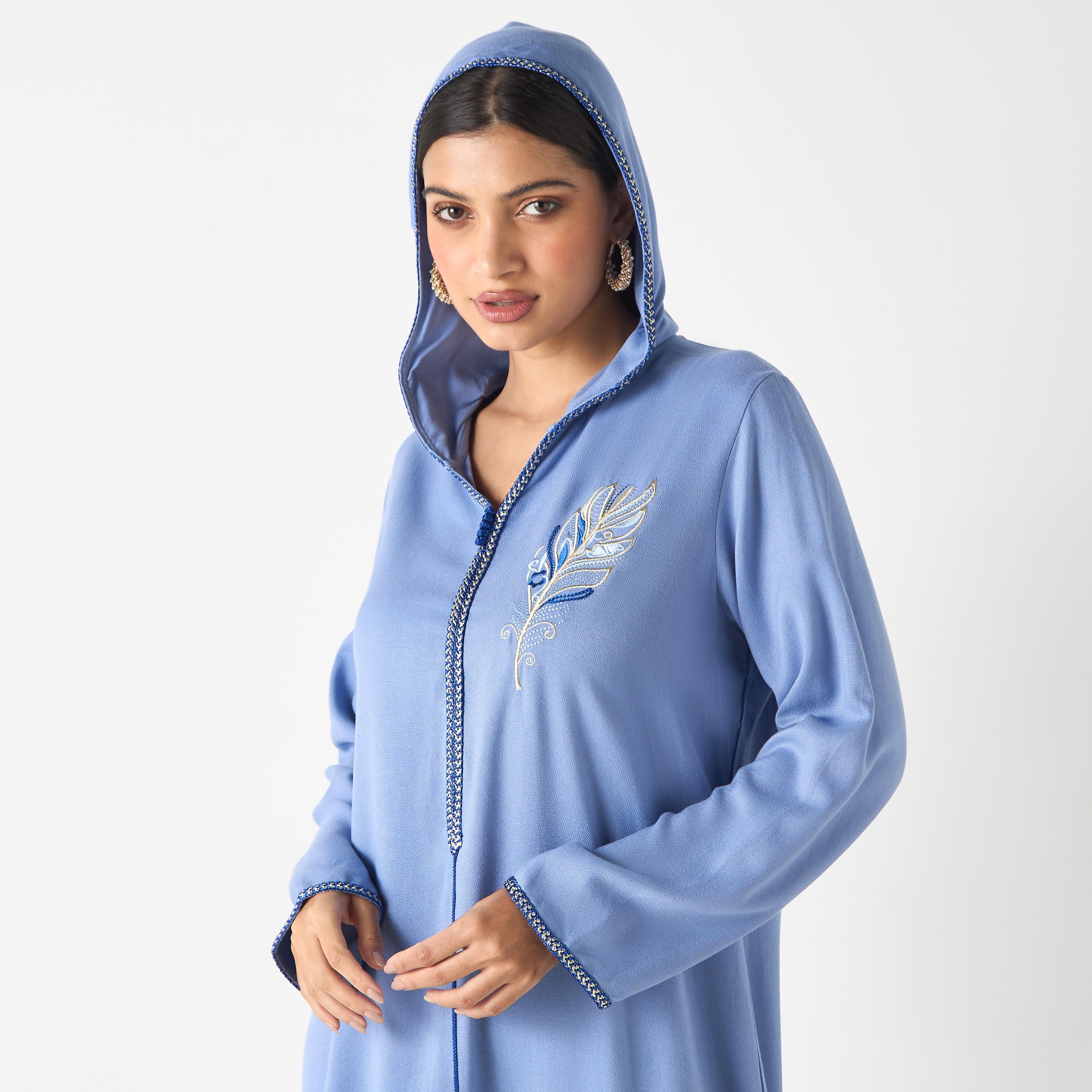 Hadiyath Al Madinah Embroidered Jalabiya with Hood-women-arabicclothing-jalabiyas-image-2