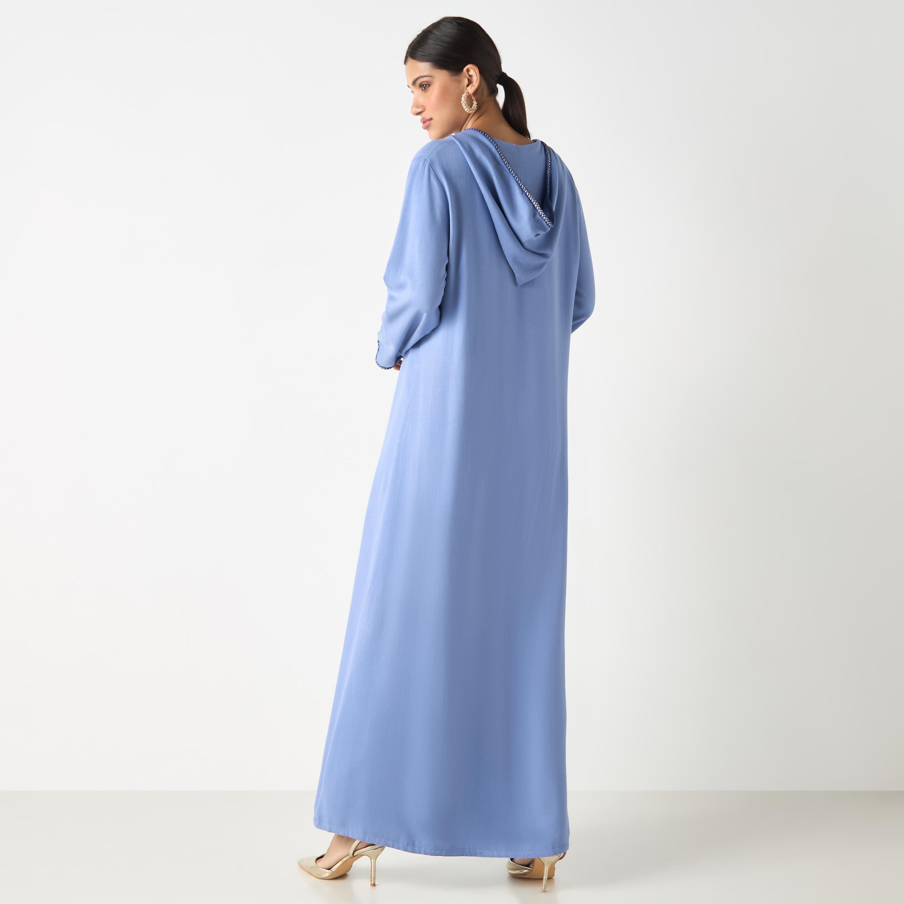Hadiyath Al Madinah Embroidered Jalabiya with Hood-women-arabicclothing-jalabiyas-image-5
