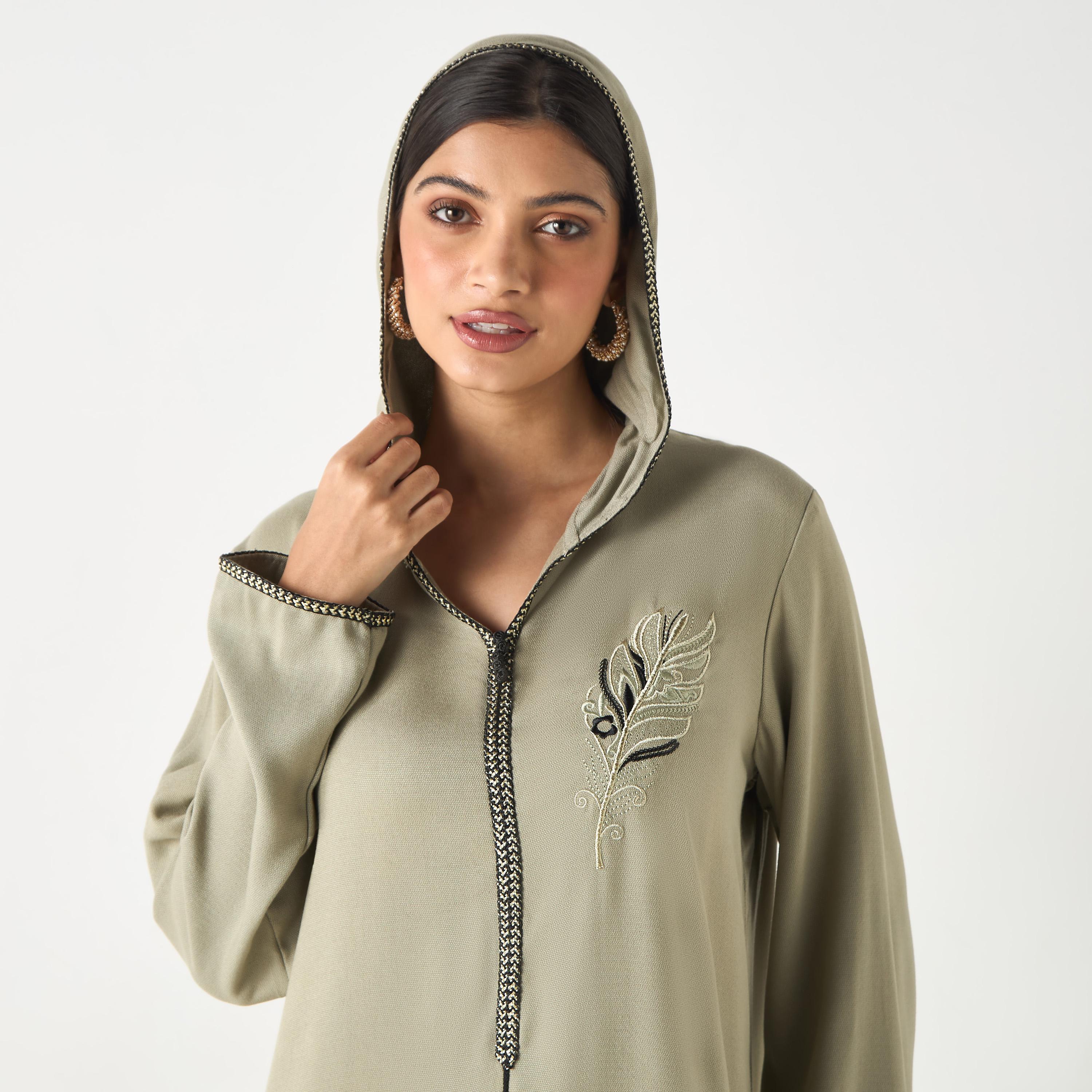 Hadiyath Al Madinah Embroidered Jalabiya with Hood-women-arabicclothing-jalabiyas-image-2