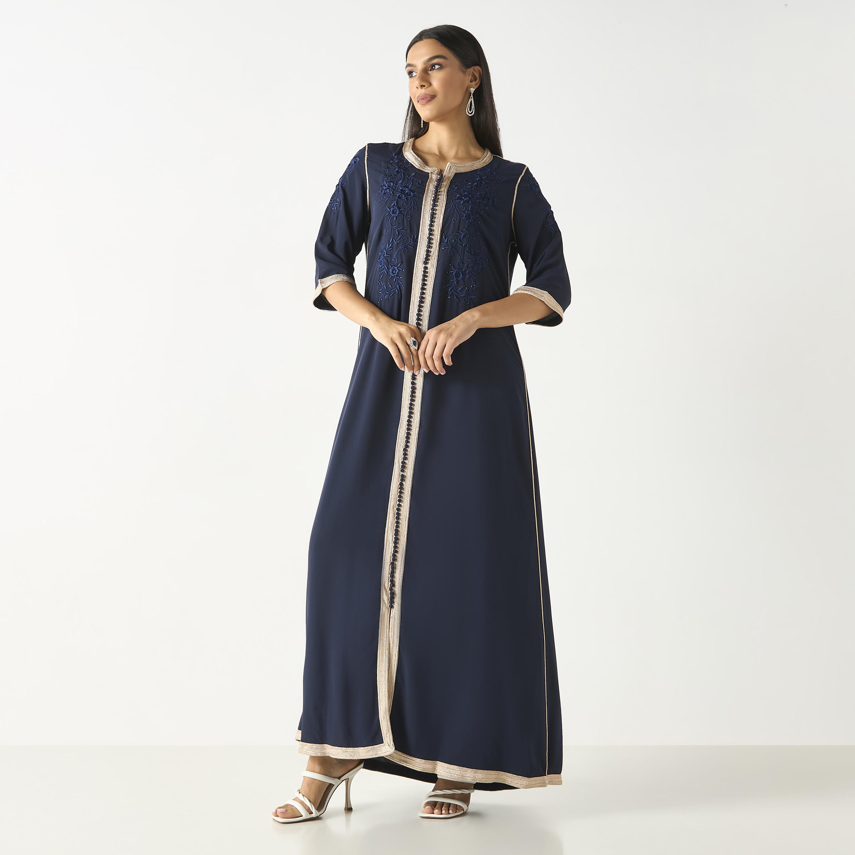 Hadiyath Al Madinah Embroidered Jalabiya with Lace Detail-women-arabicclothing-jalabiyas-image-1
