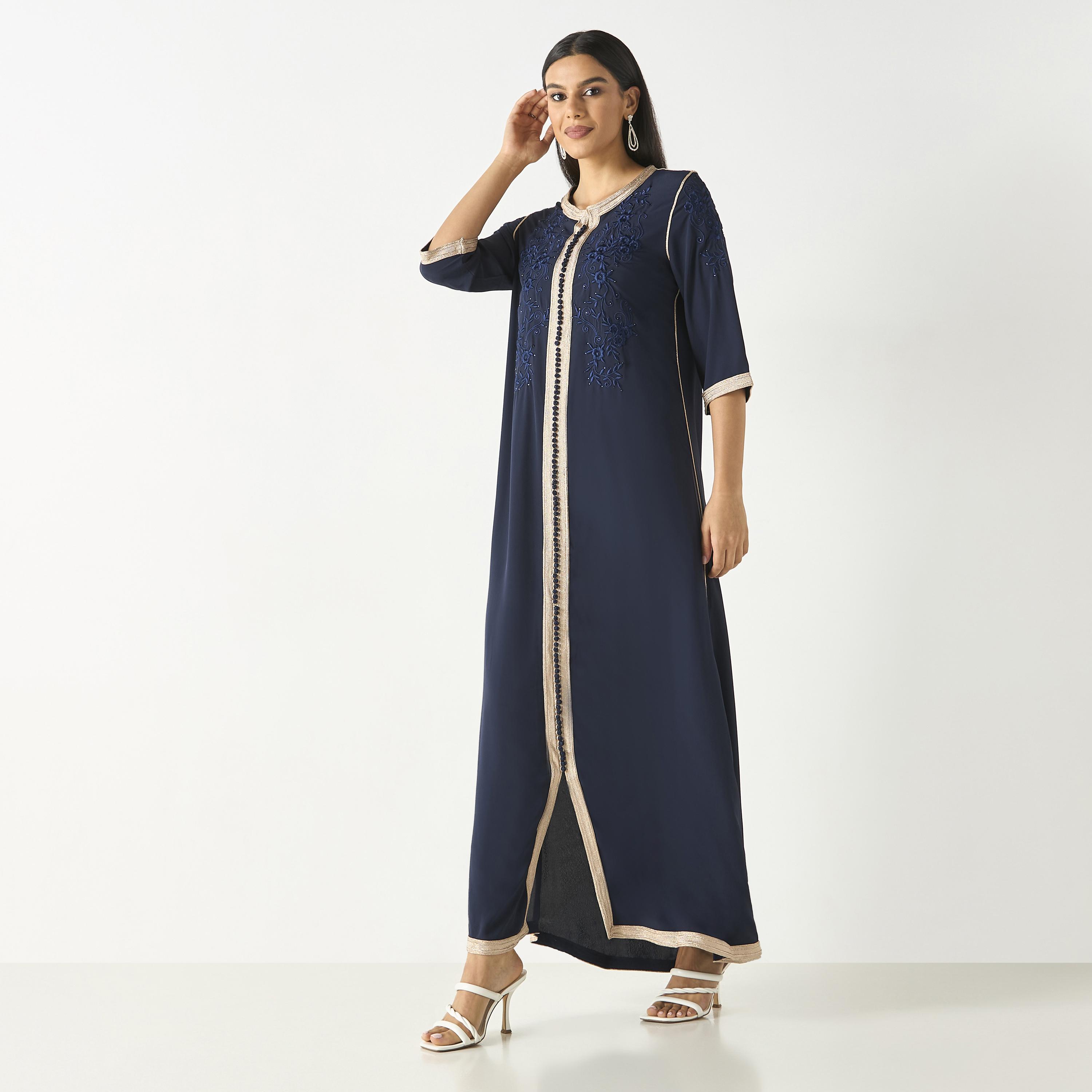 Hadiyath Al Madinah Embroidered Jalabiya with Lace Detail-women-arabicclothing-jalabiyas-image-4