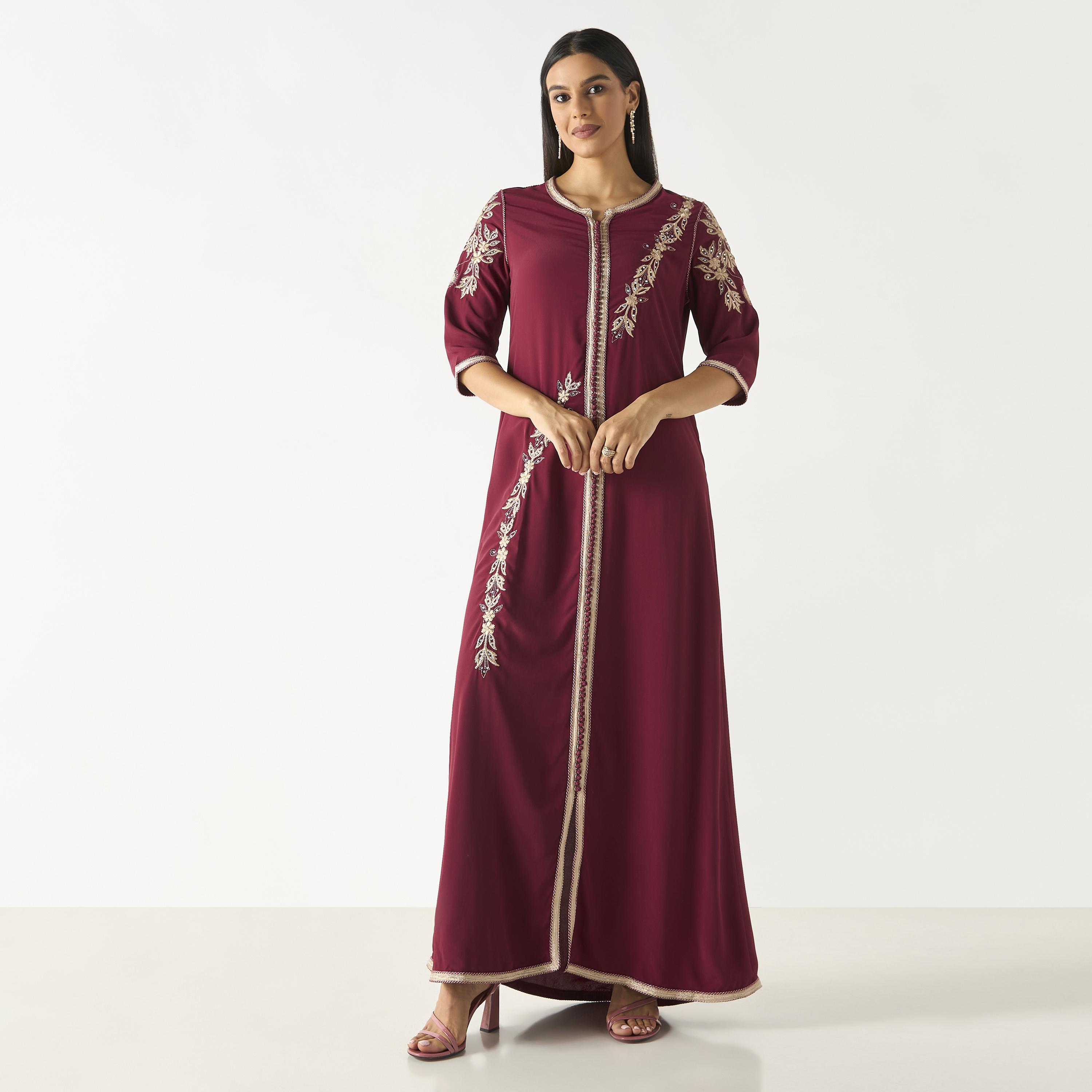 Hadiyath Al Madinah Embroidered Jalabiya with Lace Detail-women-arabicclothing-jalabiyas-image-1