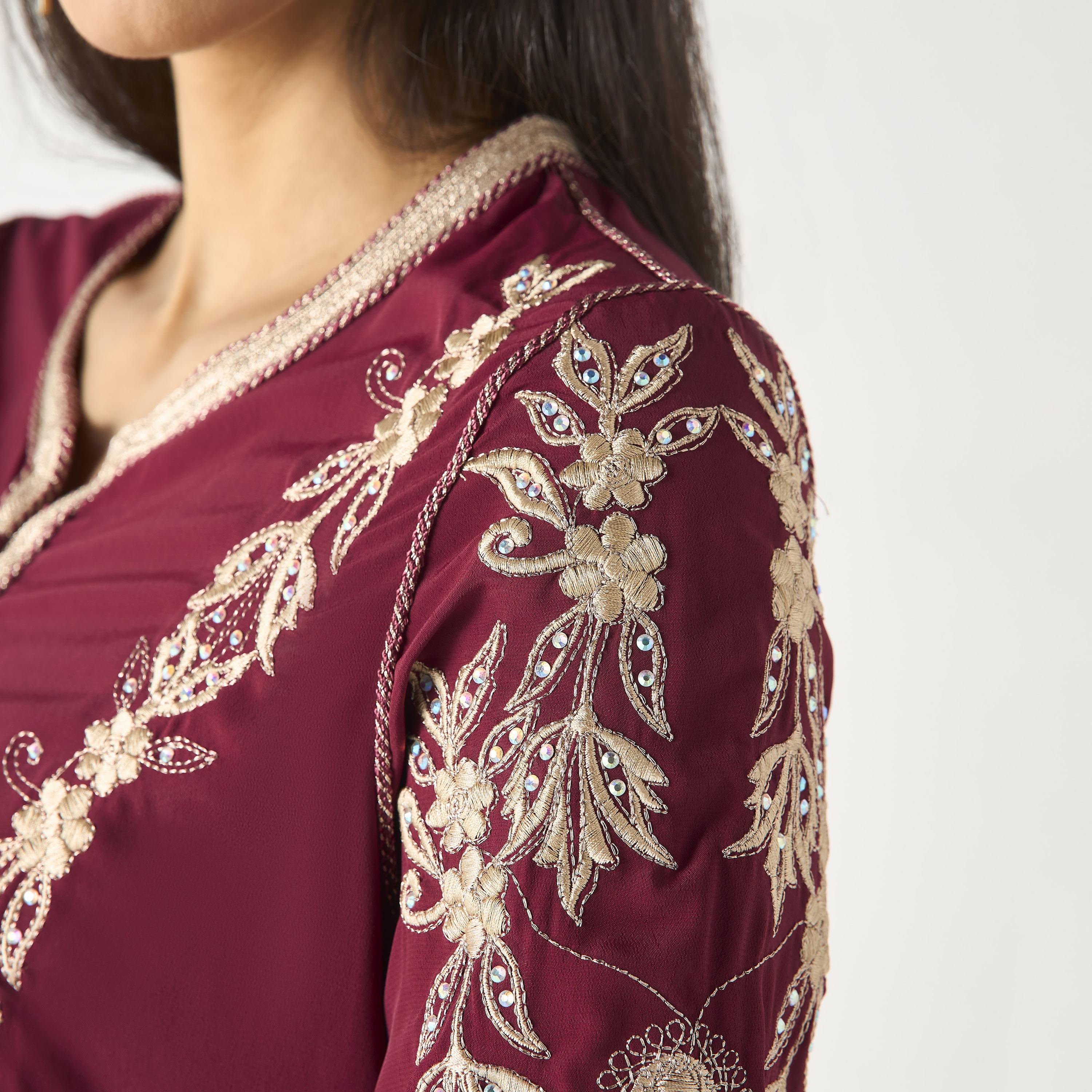 Hadiyath Al Madinah Embroidered Jalabiya with Lace Detail-women-arabicclothing-jalabiyas-image-3