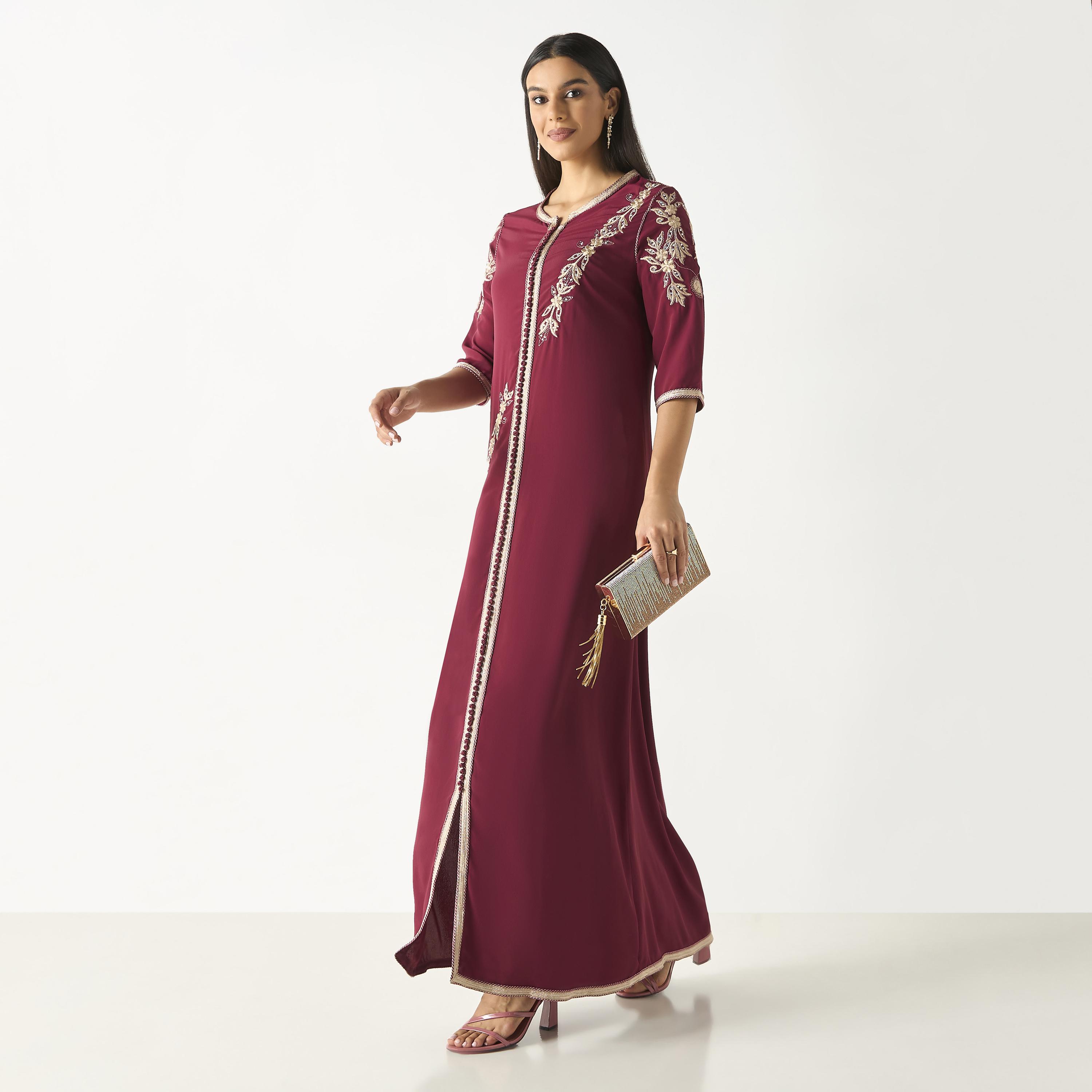 Hadiyath Al Madinah Embroidered Jalabiya with Lace Detail-women-arabicclothing-jalabiyas-image-4