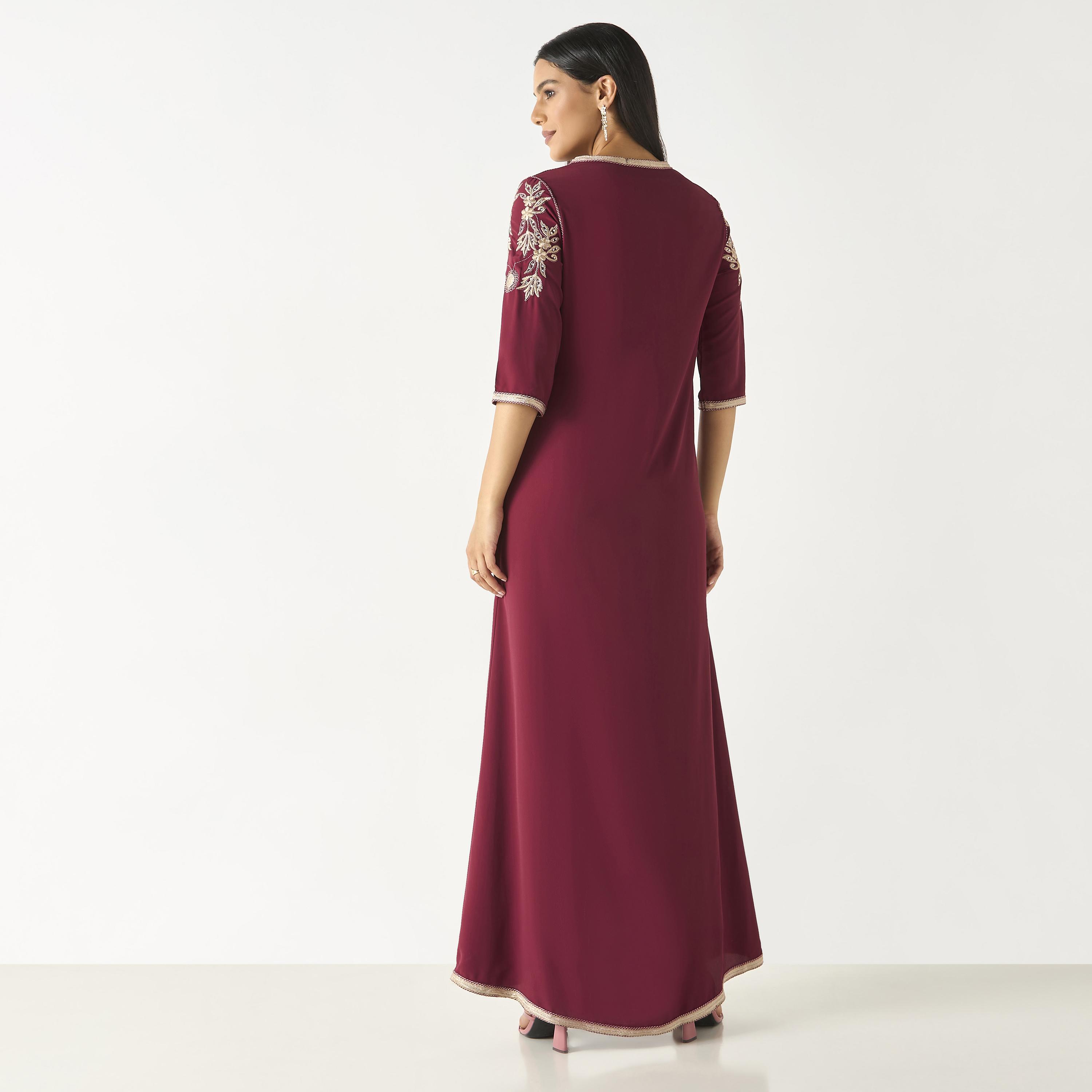 Hadiyath Al Madinah Embroidered Jalabiya with Lace Detail-women-arabicclothing-jalabiyas-image-5