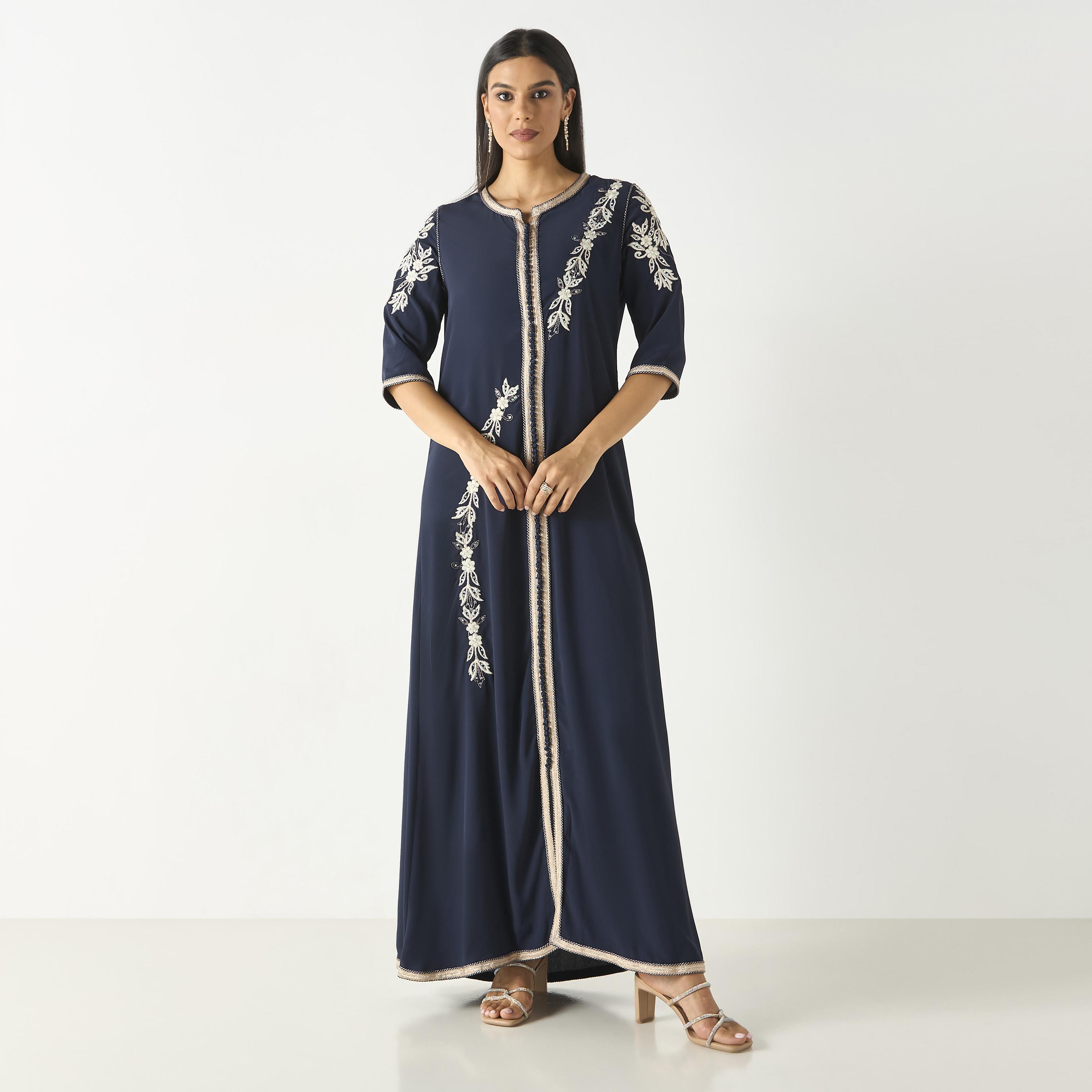 Hadiyath Al Madinah Embroidered Jalabiya with Lace Detail-women-arabicclothing-jalabiyas-image-1