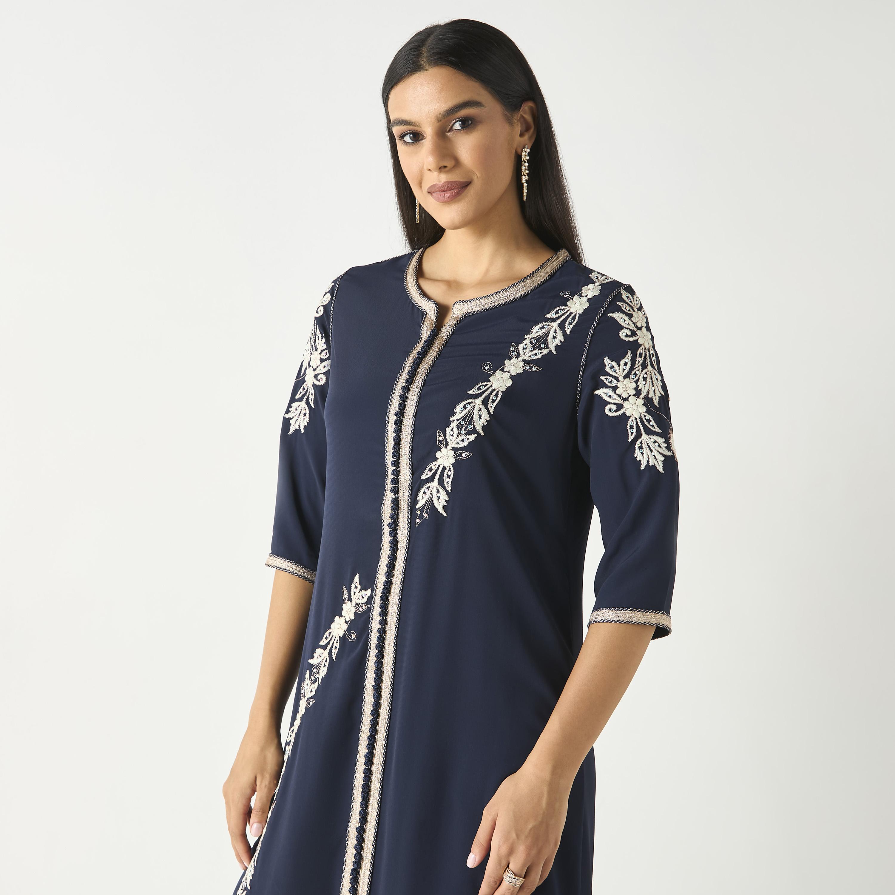 Hadiyath Al Madinah Embroidered Jalabiya with Lace Detail-women-arabicclothing-jalabiyas-image-2