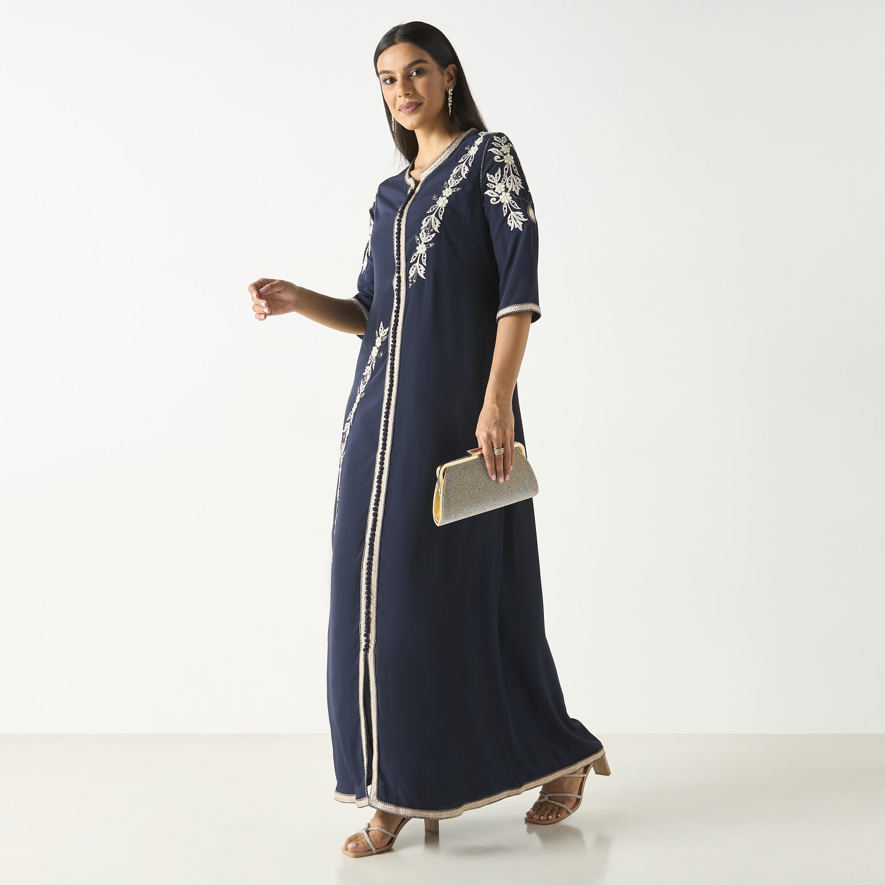 Hadiyath Al Madinah Embroidered Jalabiya with Lace Detail-women-arabicclothing-jalabiyas-image-4