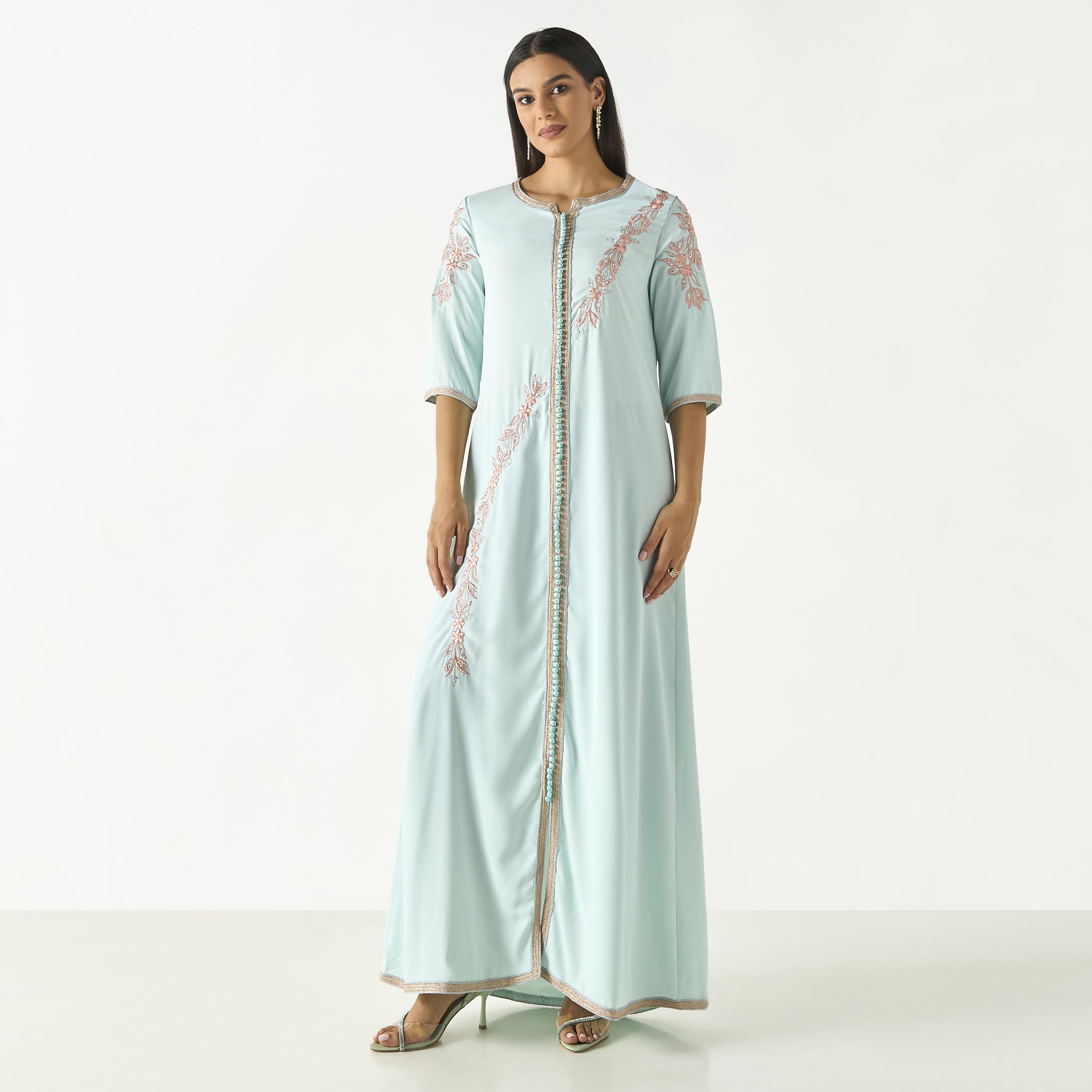 Hadiyath Al Madinah Embroidered Jalabiya with Lace Detail-women-arabicclothing-jalabiyas-image-1