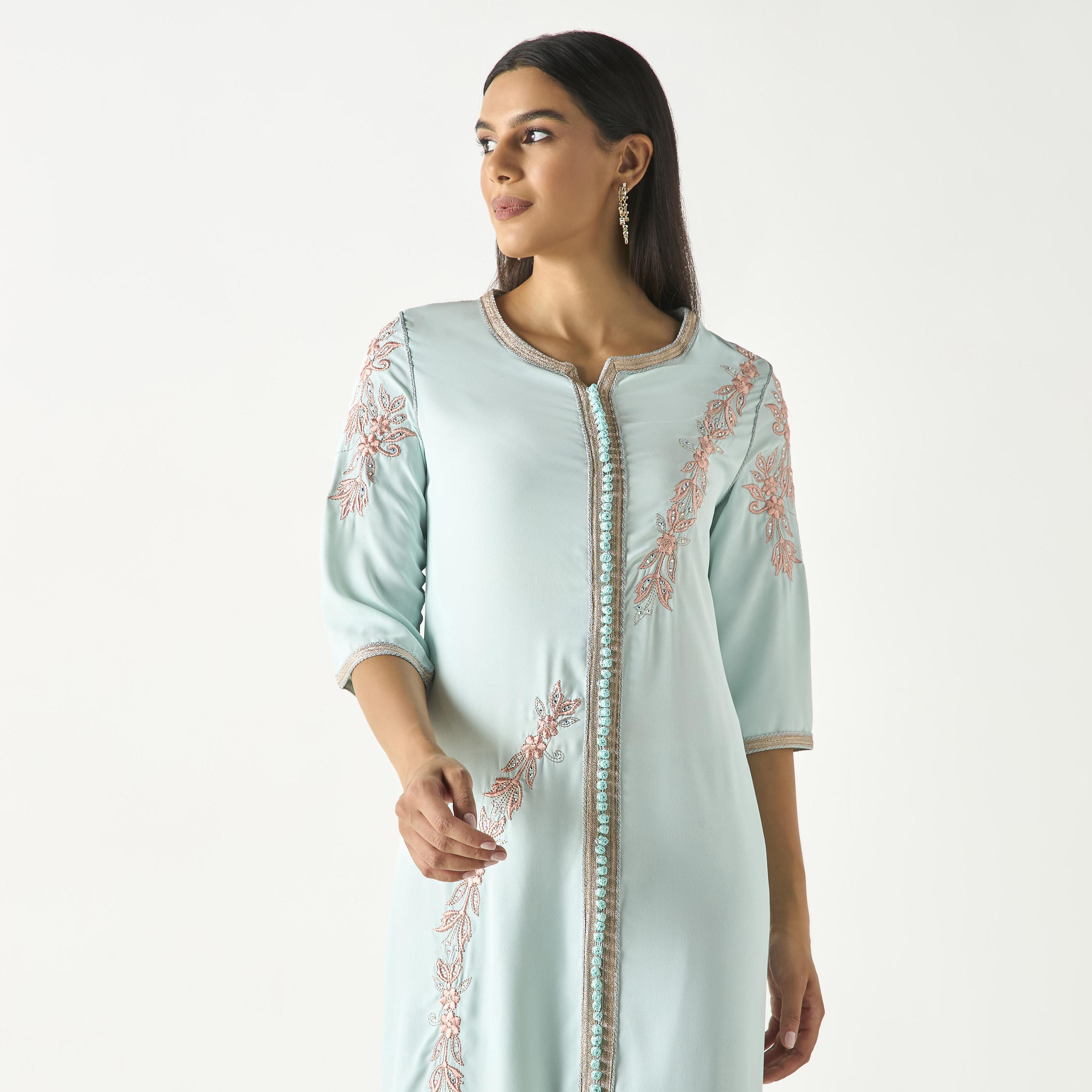 Hadiyath Al Madinah Embroidered Jalabiya with Lace Detail-women-arabicclothing-jalabiyas-image-2