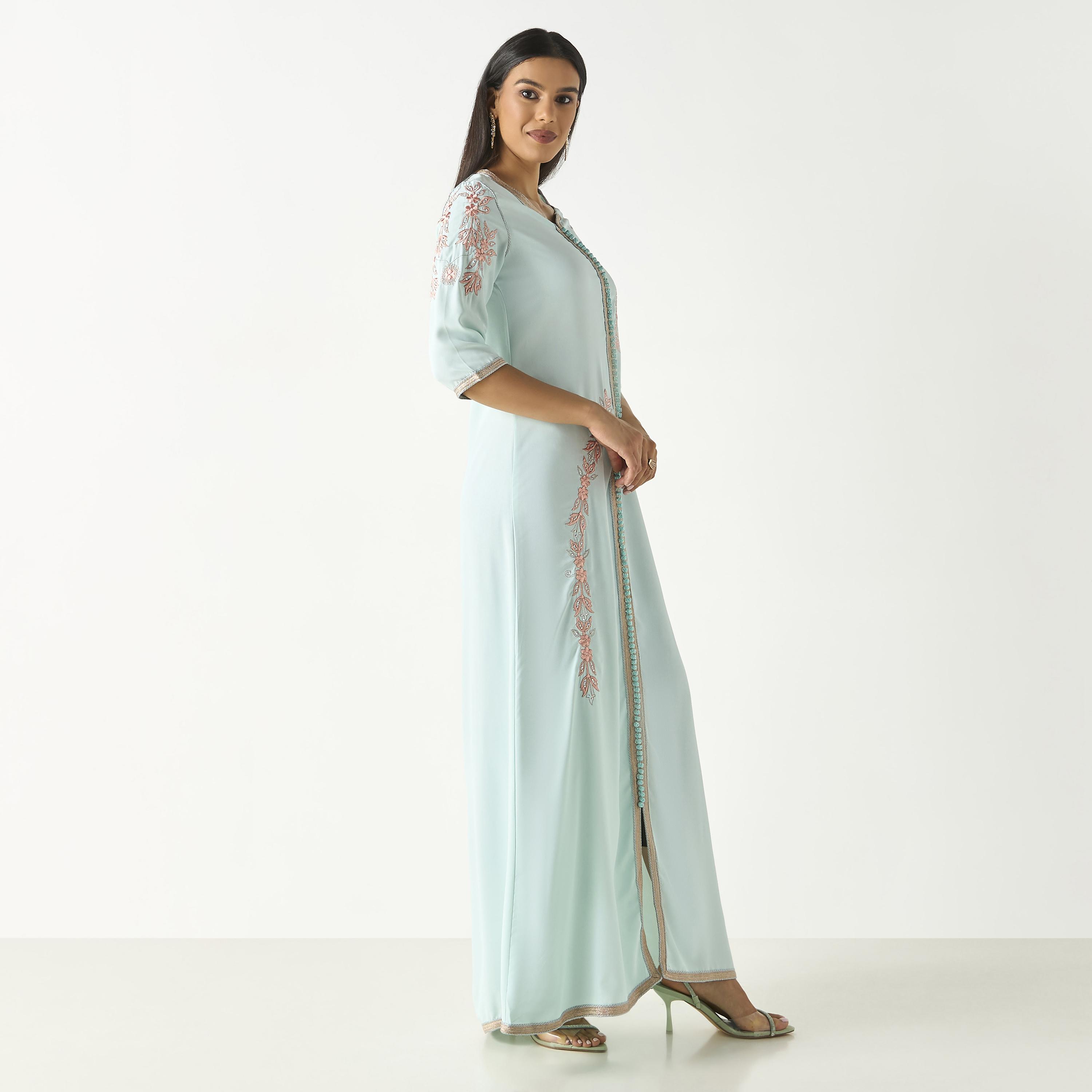 Hadiyath Al Madinah Embroidered Jalabiya with Lace Detail-women-arabicclothing-jalabiyas-image-4