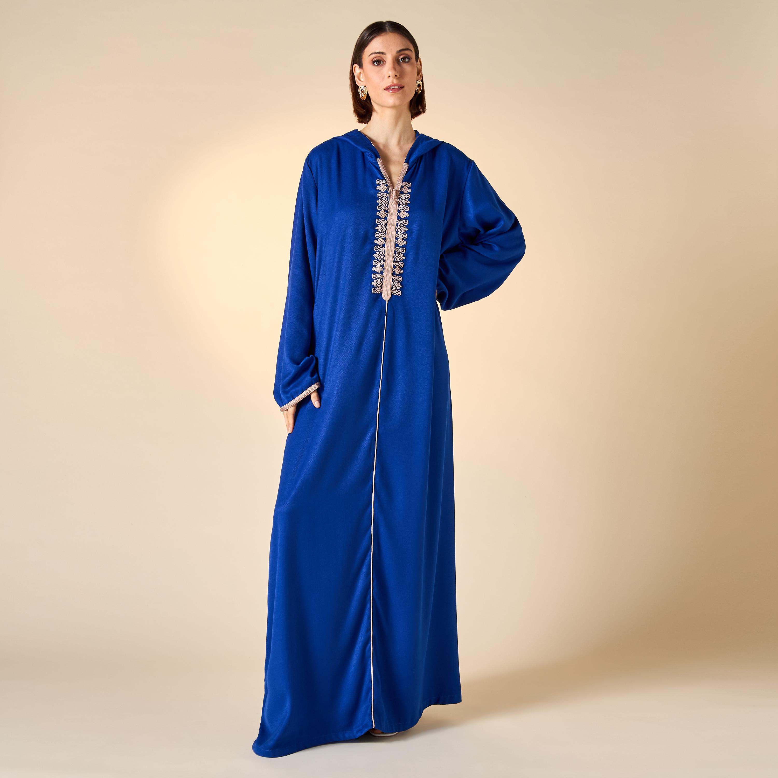 Hadiyath Al Madinah Embroidered Jalabiya with Hood-women-arabicclothing-jalabiyas-image-1