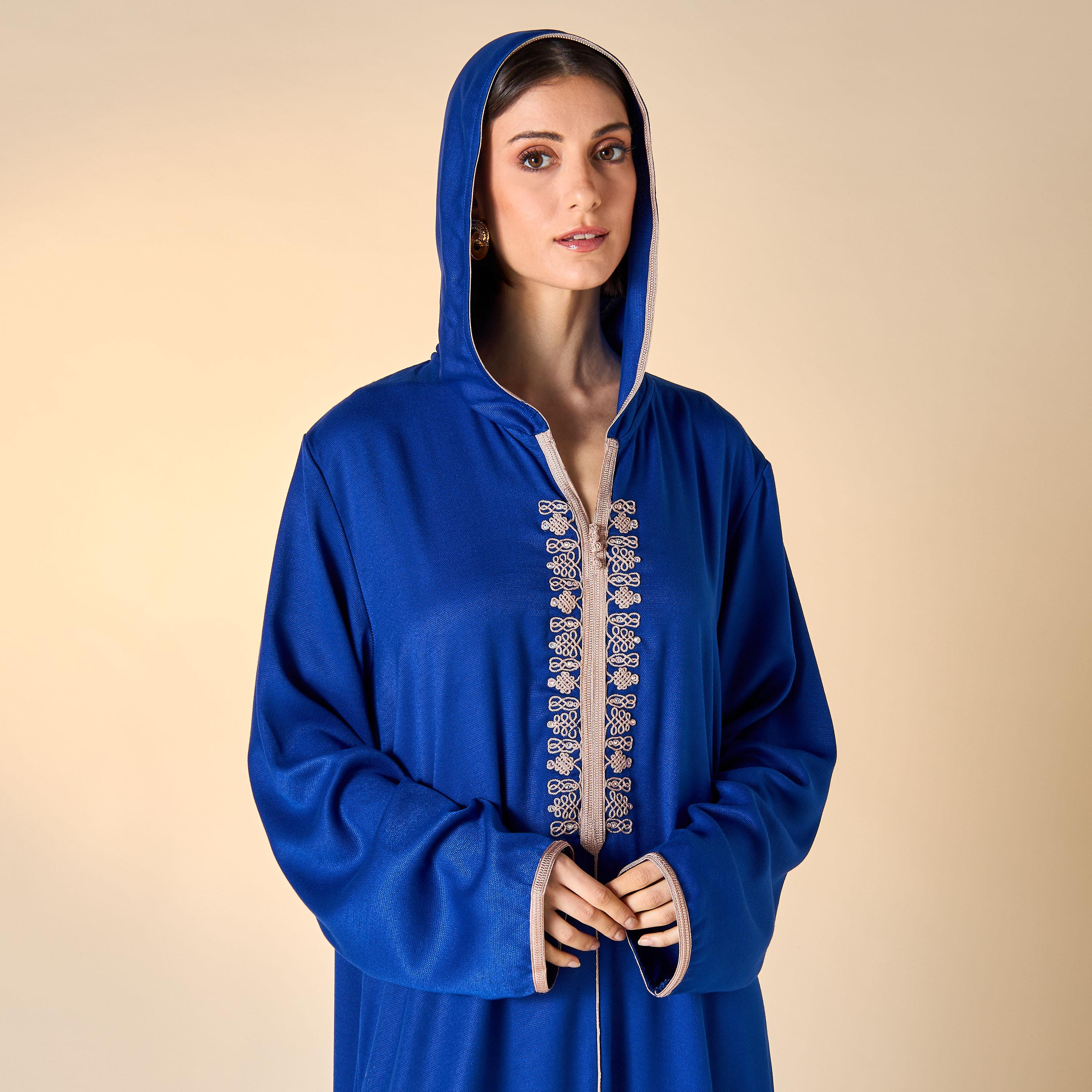 Hadiyath Al Madinah Embroidered Jalabiya with Hood-women-arabicclothing-jalabiyas-image-2