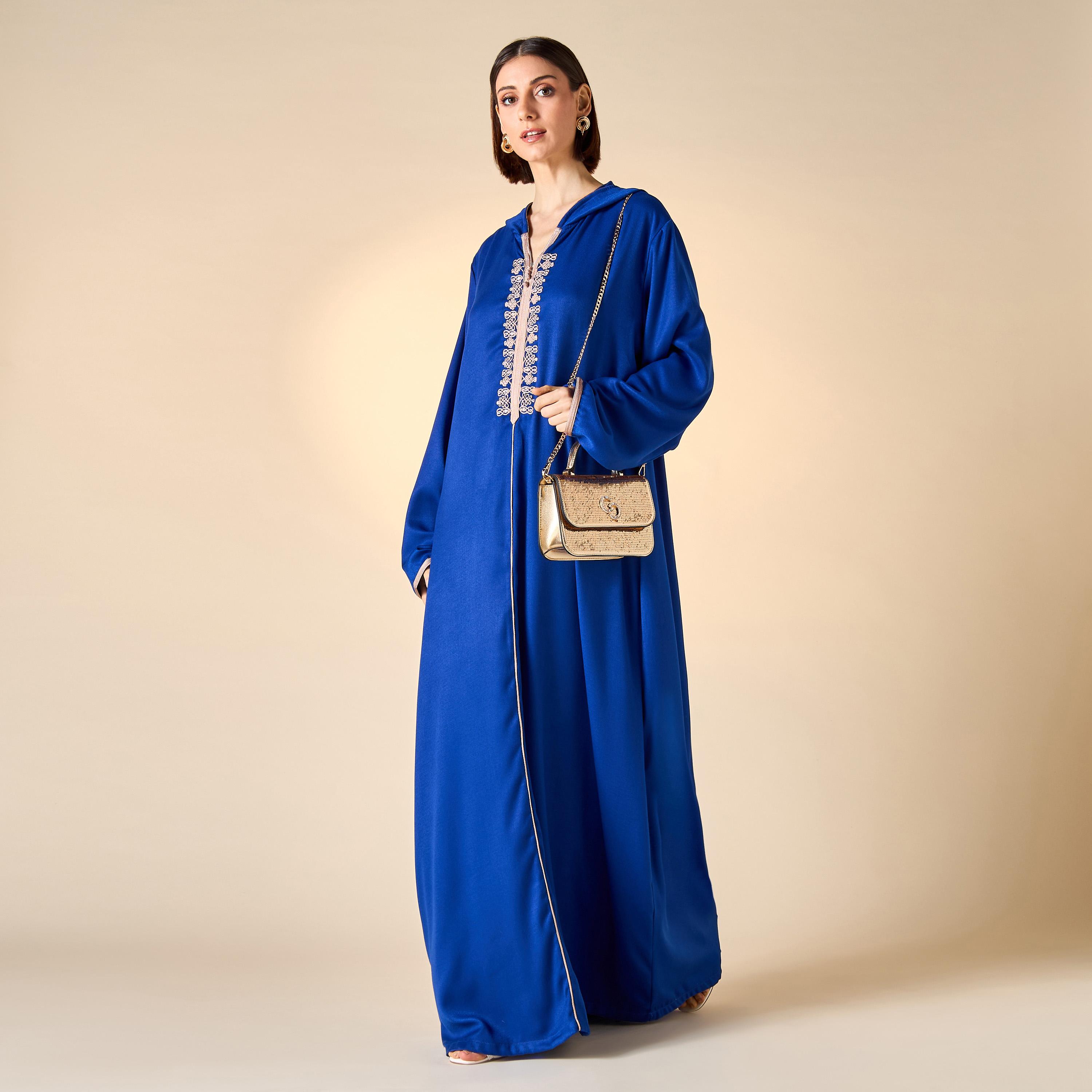 Hadiyath Al Madinah Embroidered Jalabiya with Hood-women-arabicclothing-jalabiyas-image-4